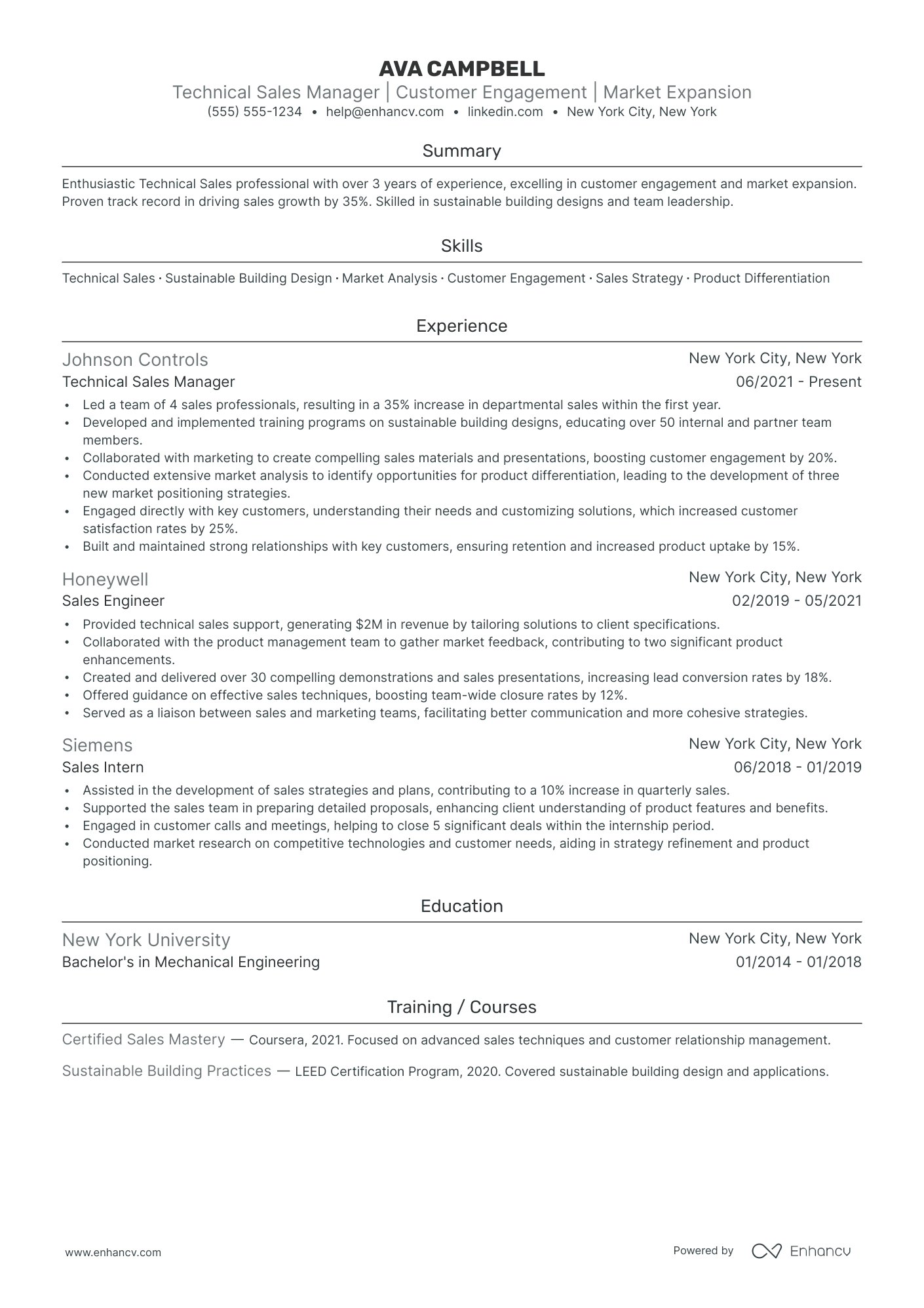 Senior Technical Sales Manager resume example