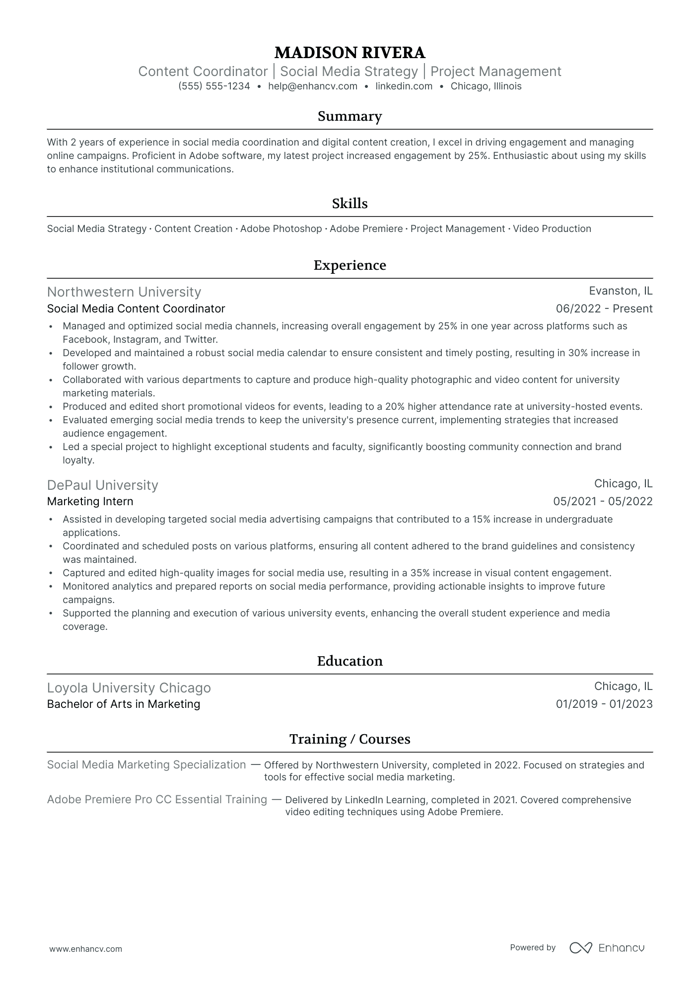 Social Media Coordinator resume example