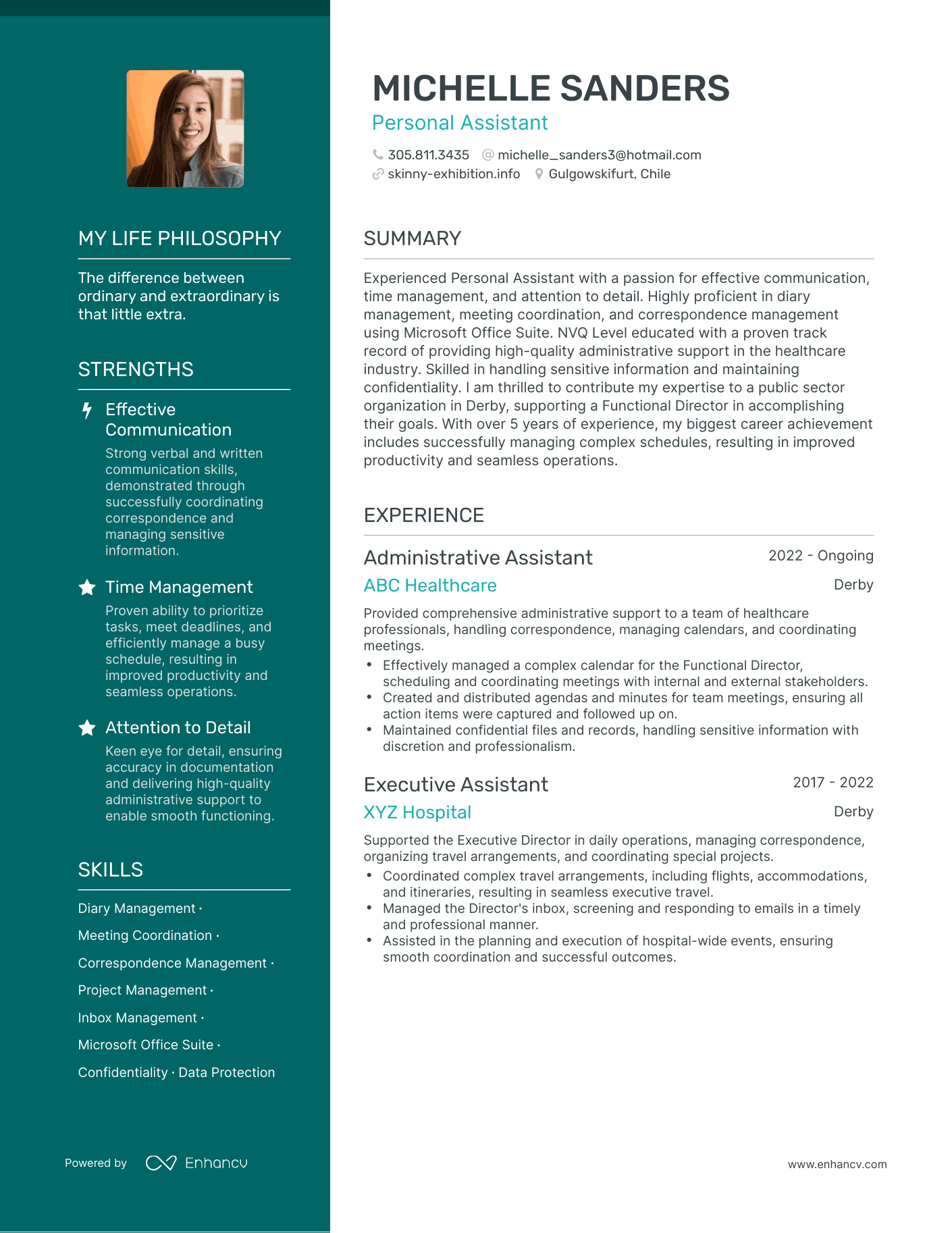 Creative Personal Assistant Resume Example