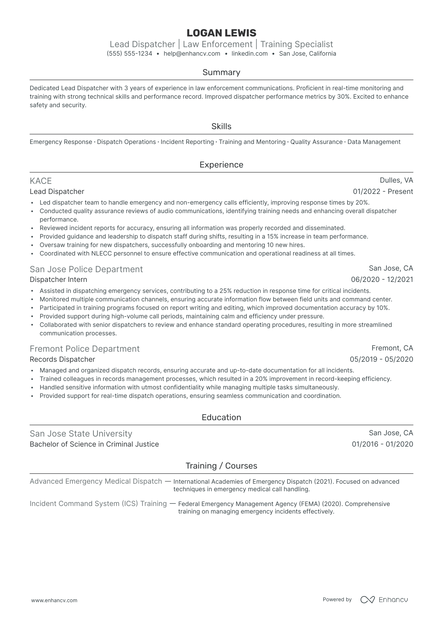 Lead Dispatcher resume example