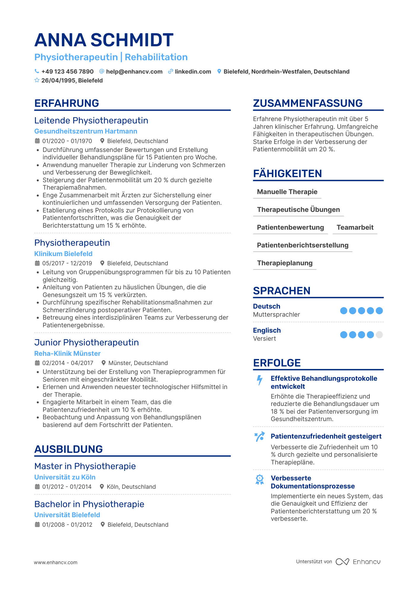 Physiotherapeut CV