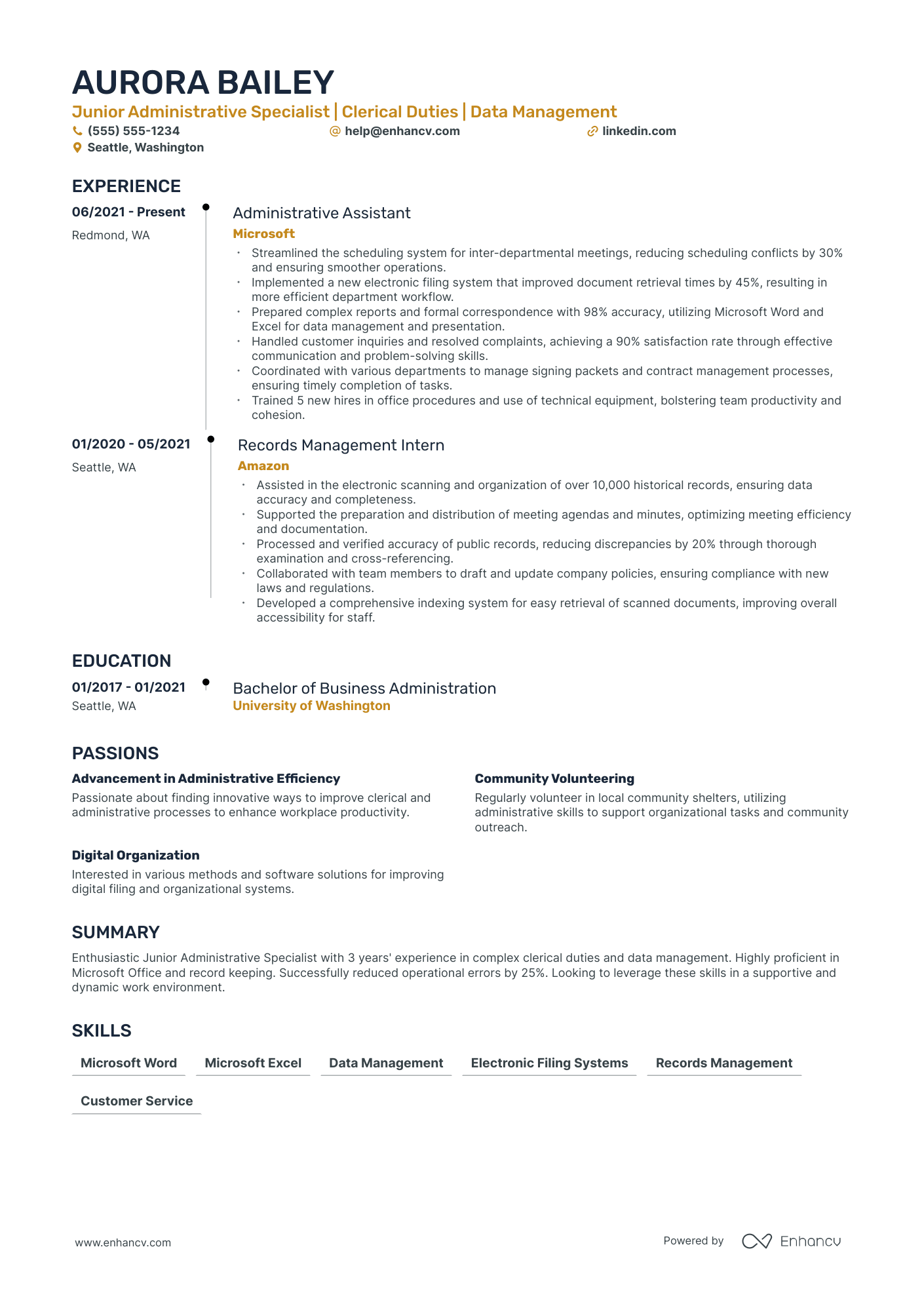 Office Clerk resume example