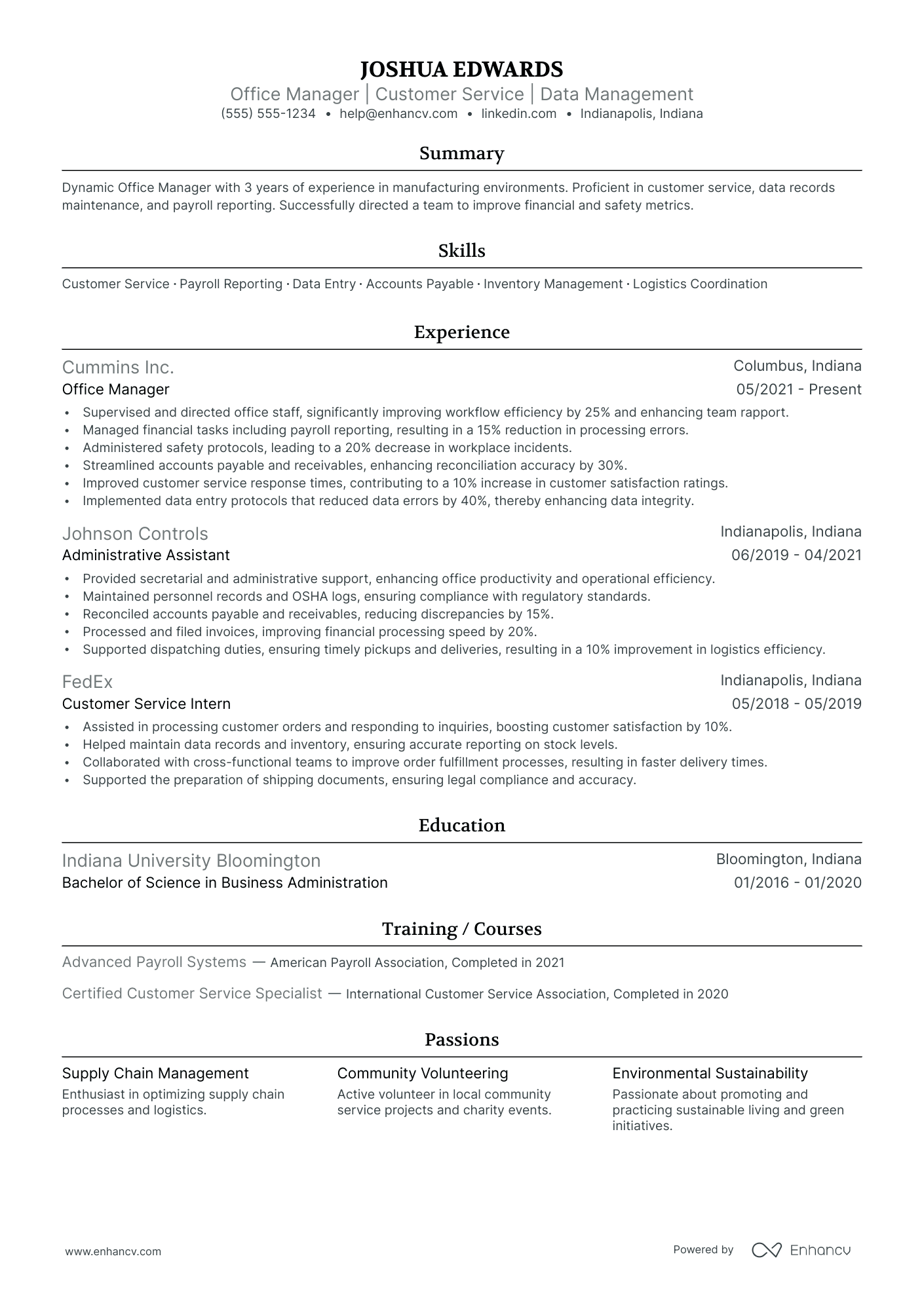 Office Manager resume example