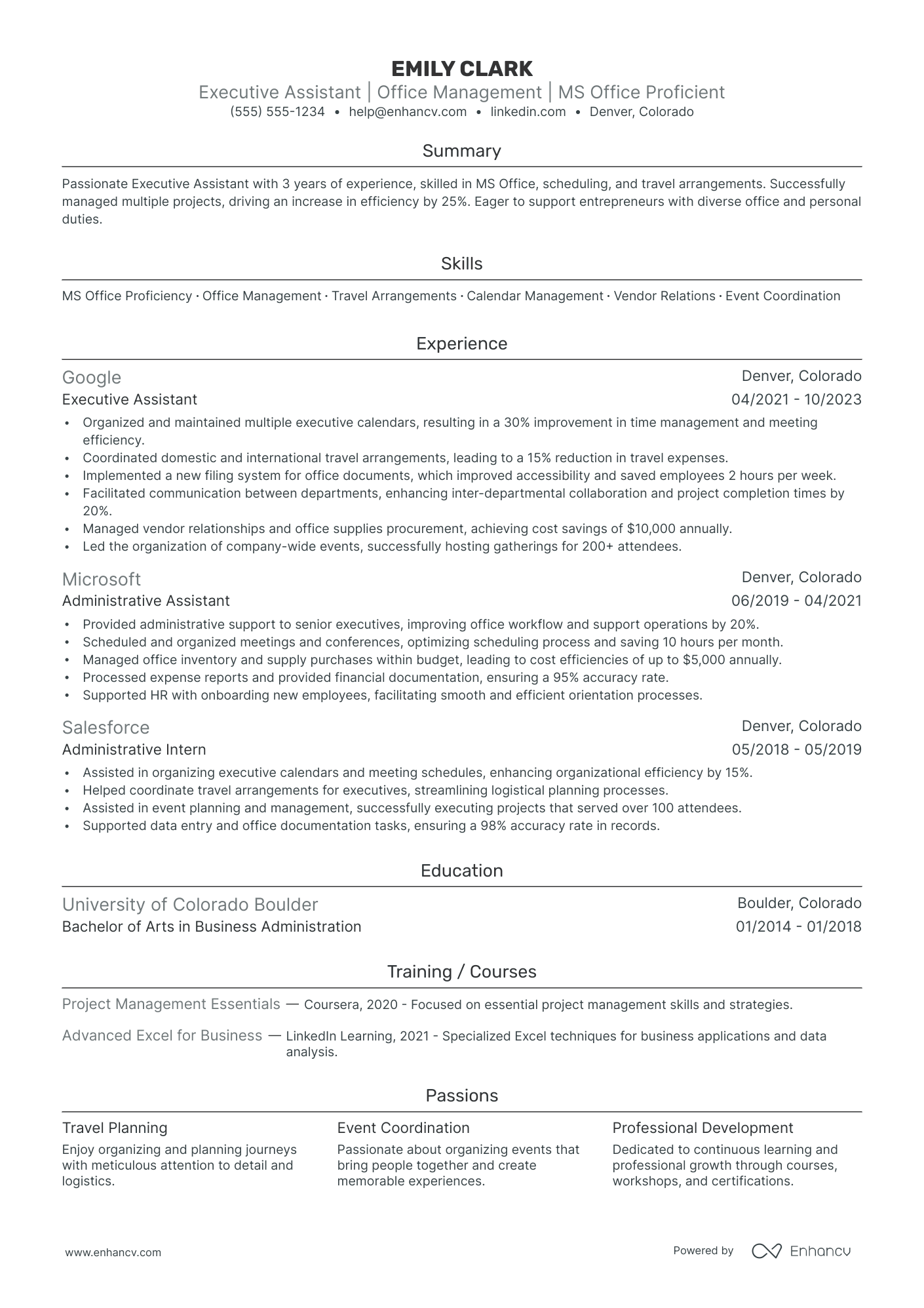 Senior Personal Assistant resume example