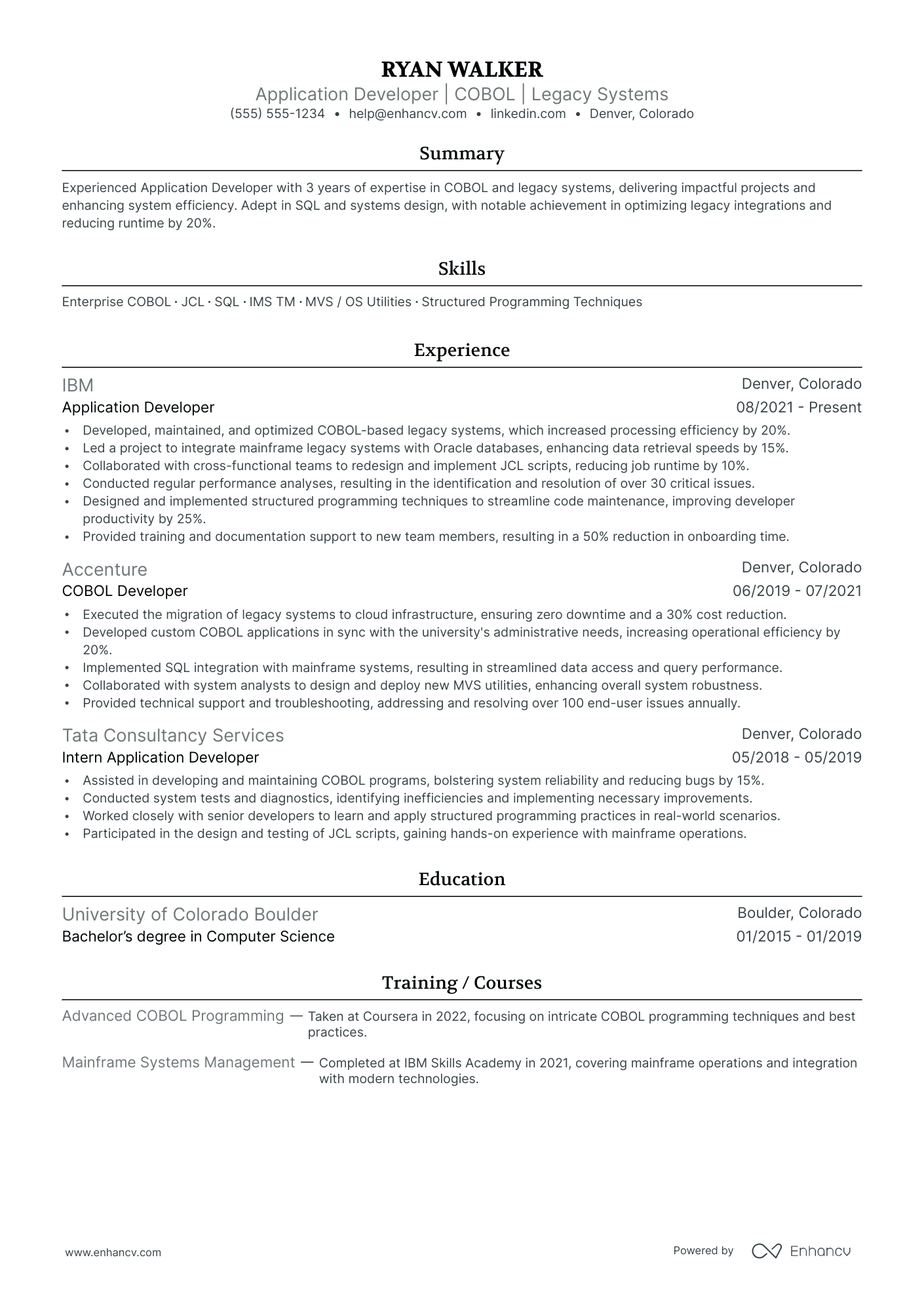 SQL Application Developer resume example