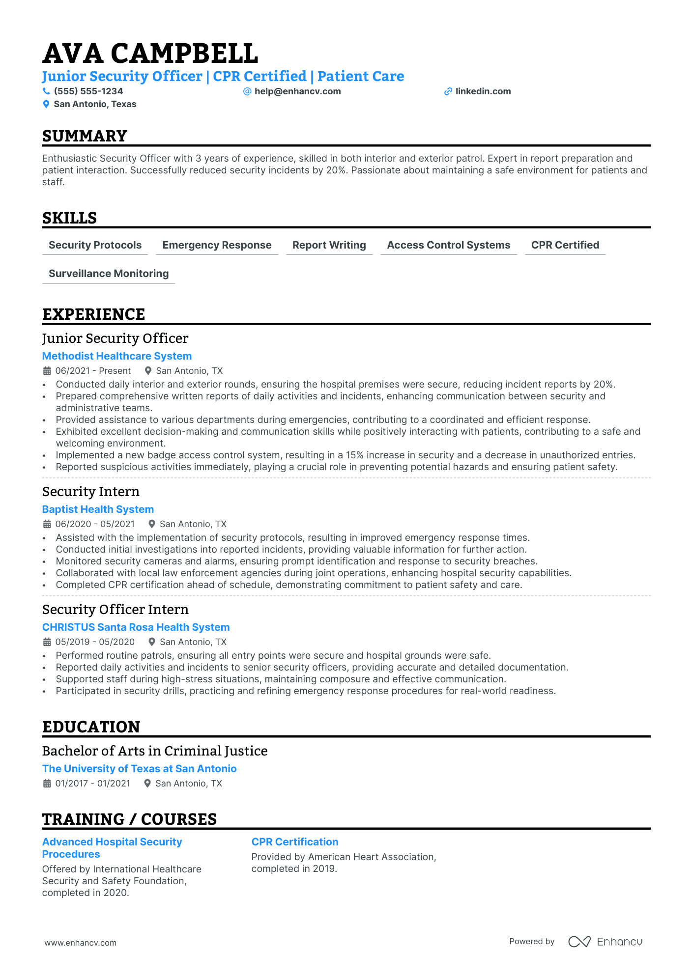 Hospital Security Guard Resume Example Resume Example