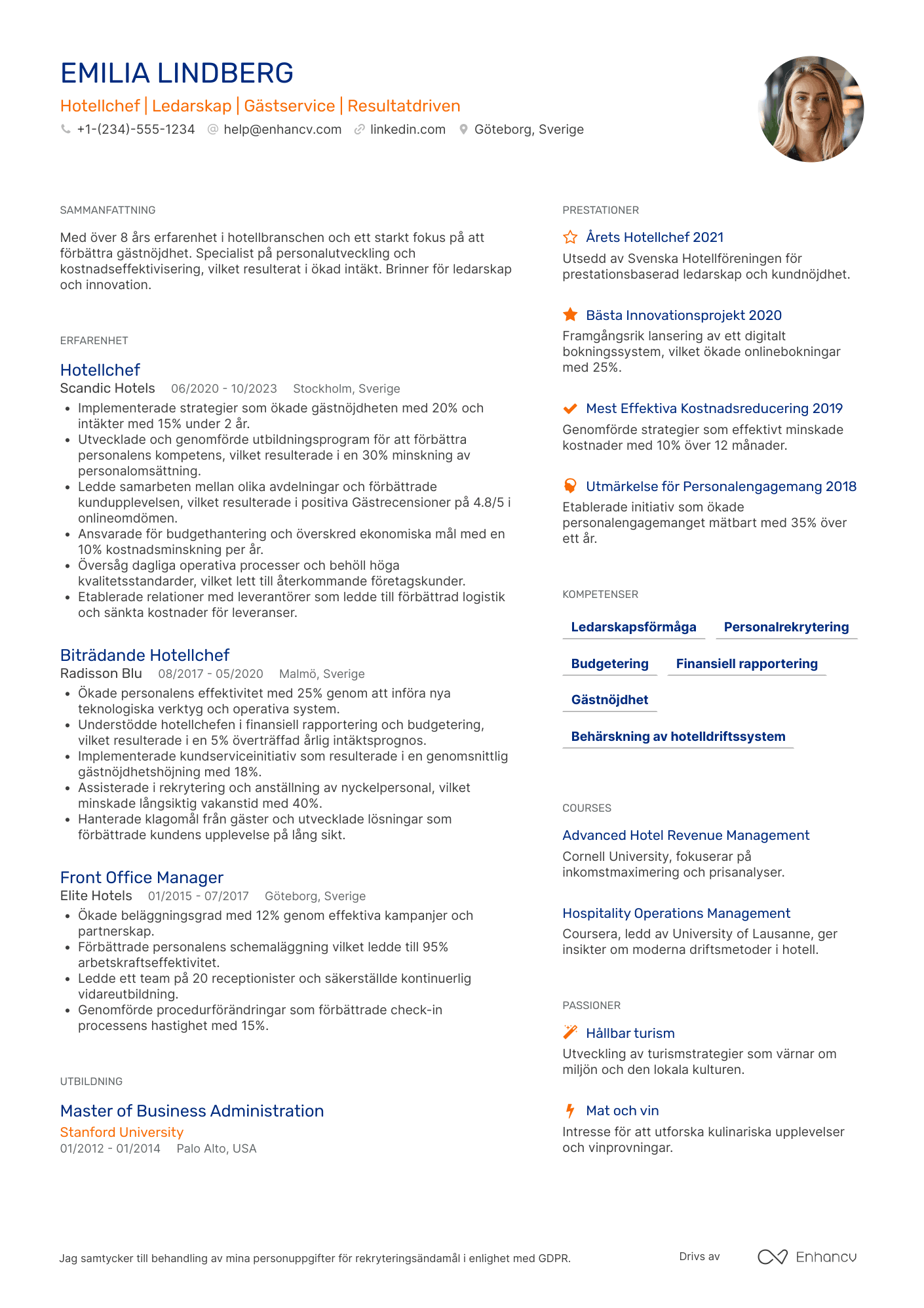 Hotellchef CV