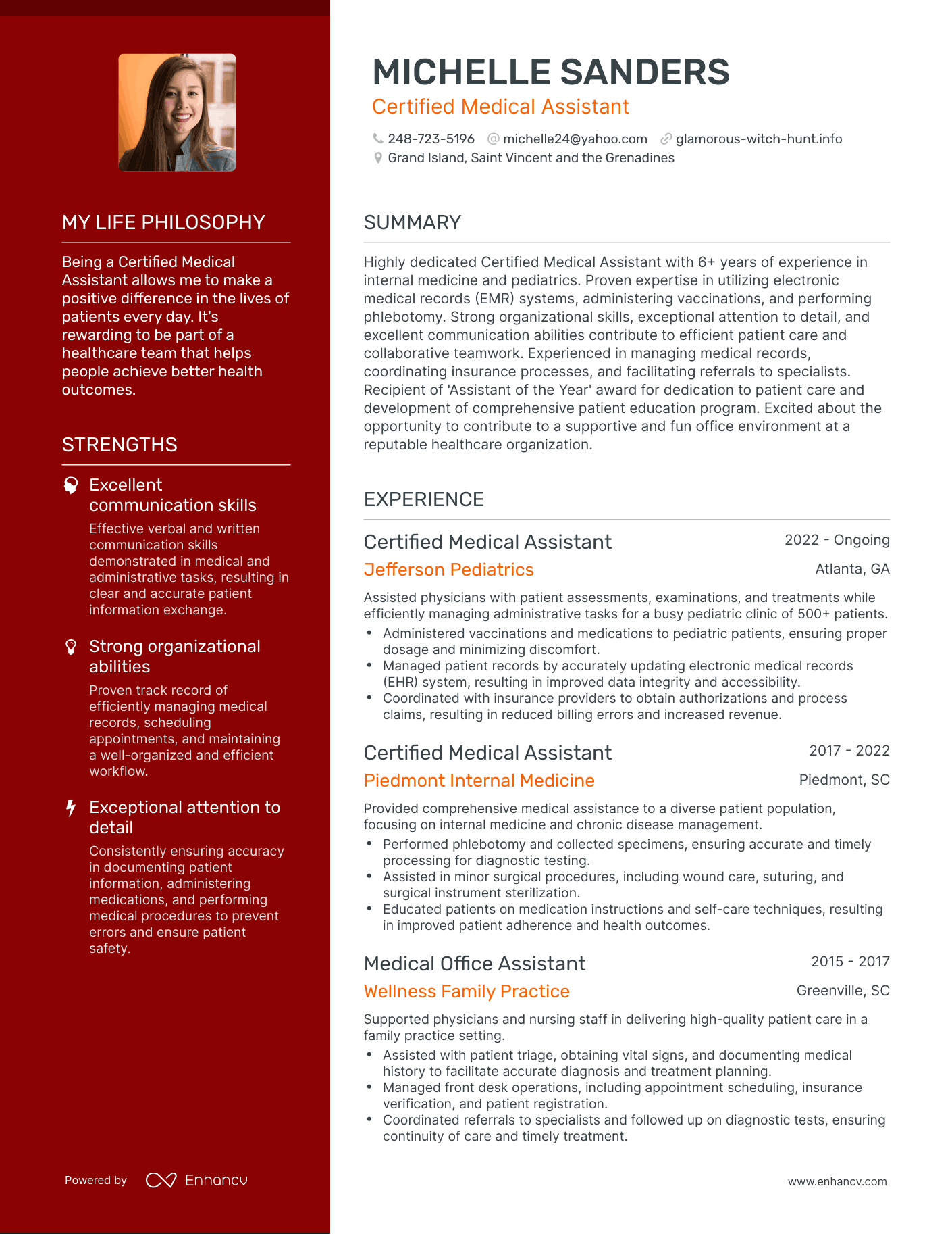 Creative Certified Medical Assistant Resume Example