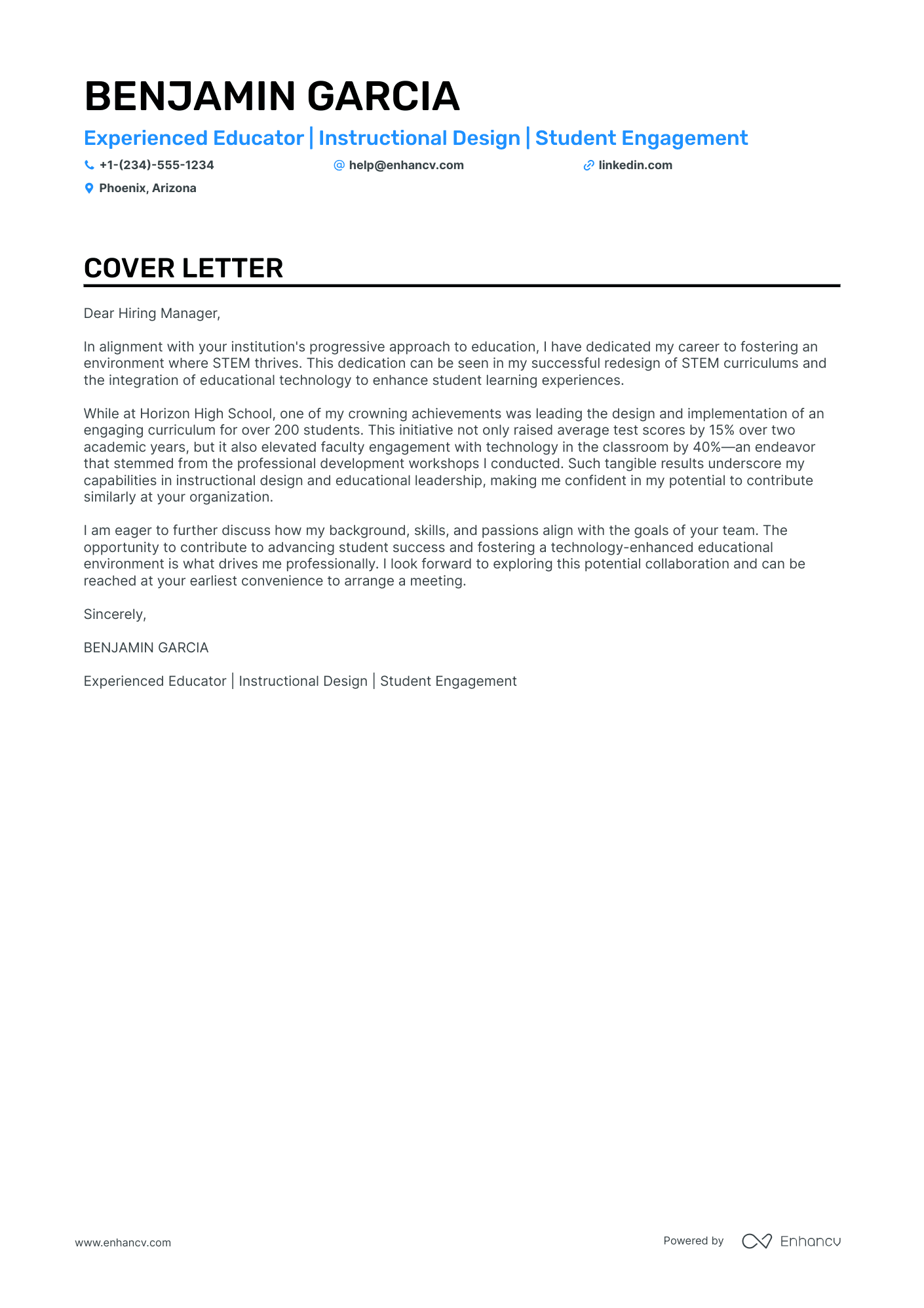 Online Teacher cover letter