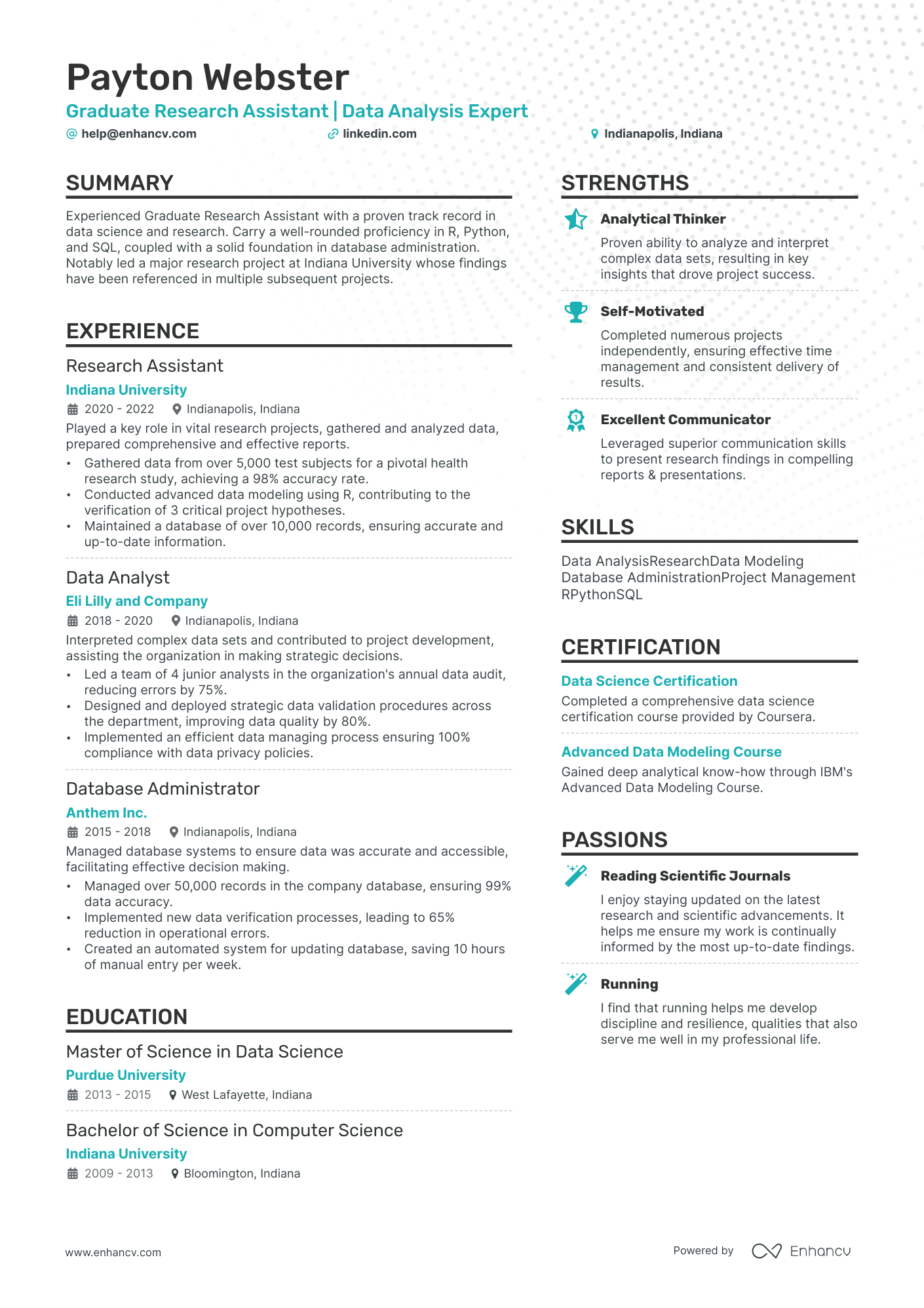 graduate research assistant resume example