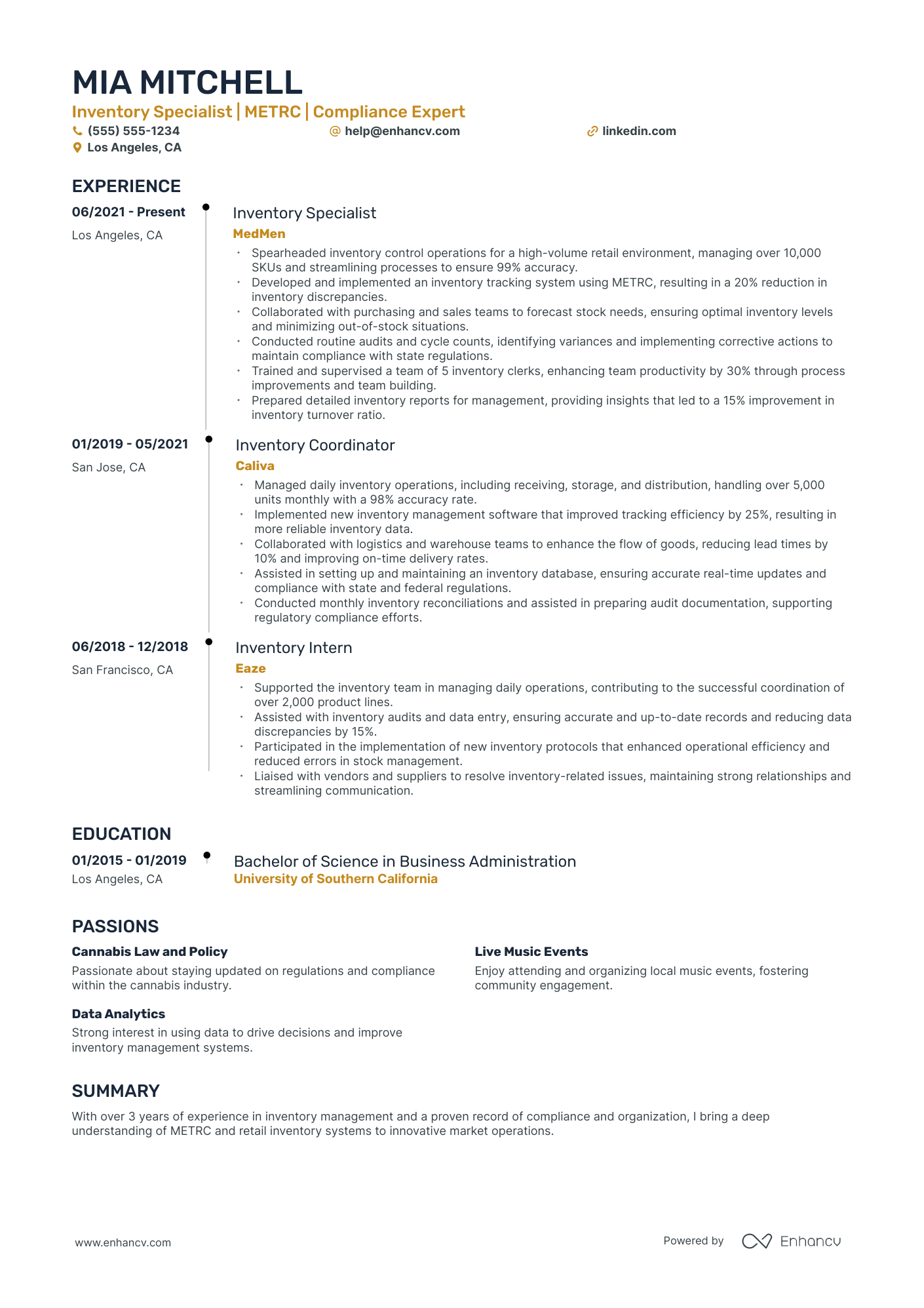 Retail Inventory Manager resume example