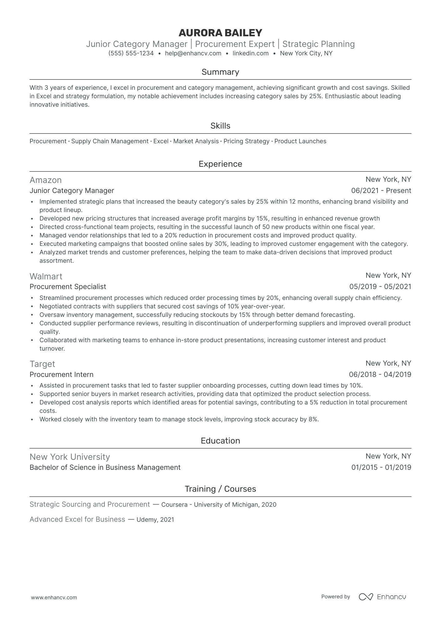 Senior Category Manager resume example