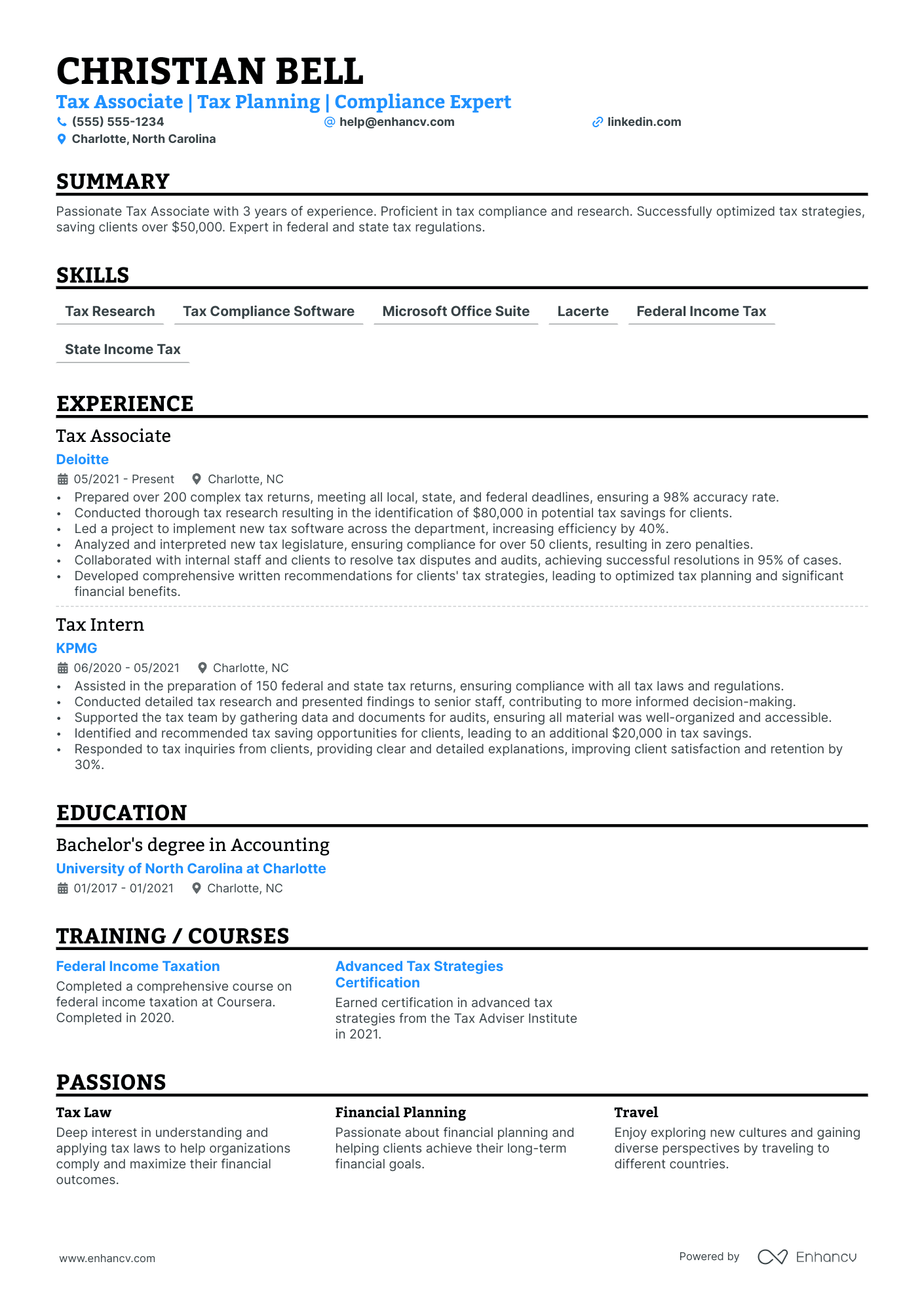 Tax Preparer resume example