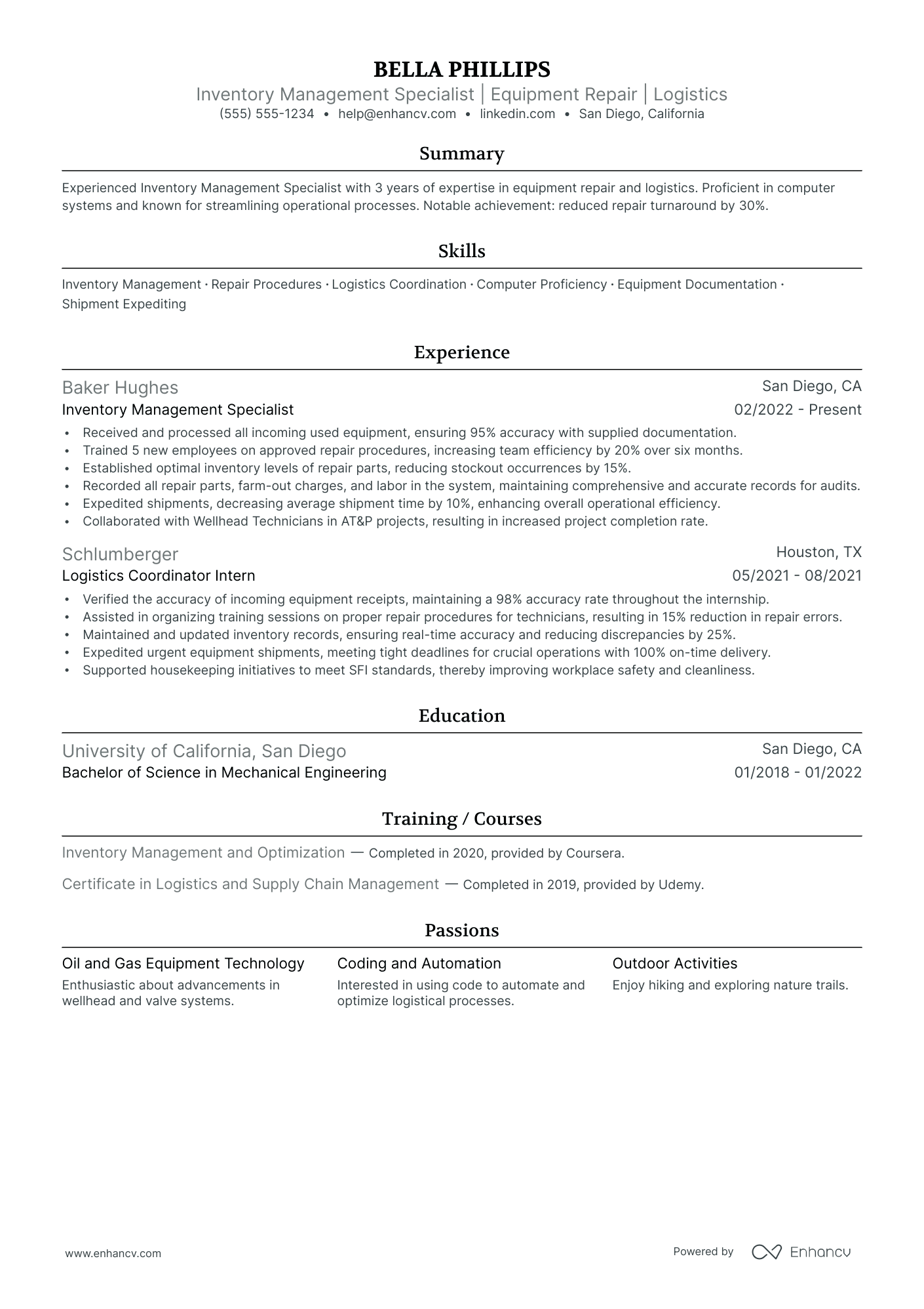 Material Handler Technician resume example