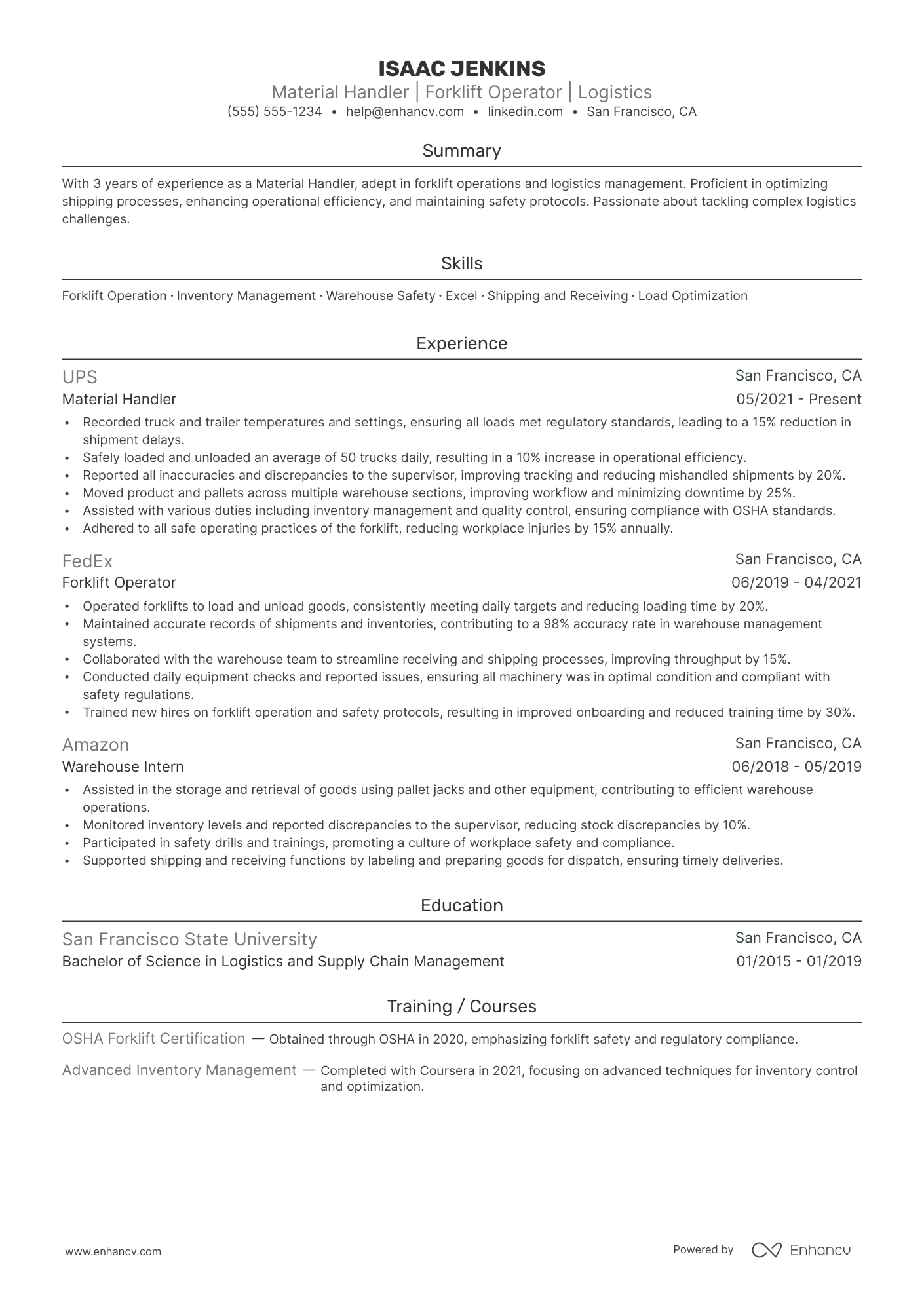 Material Handler Operator Resume Example Resume Example