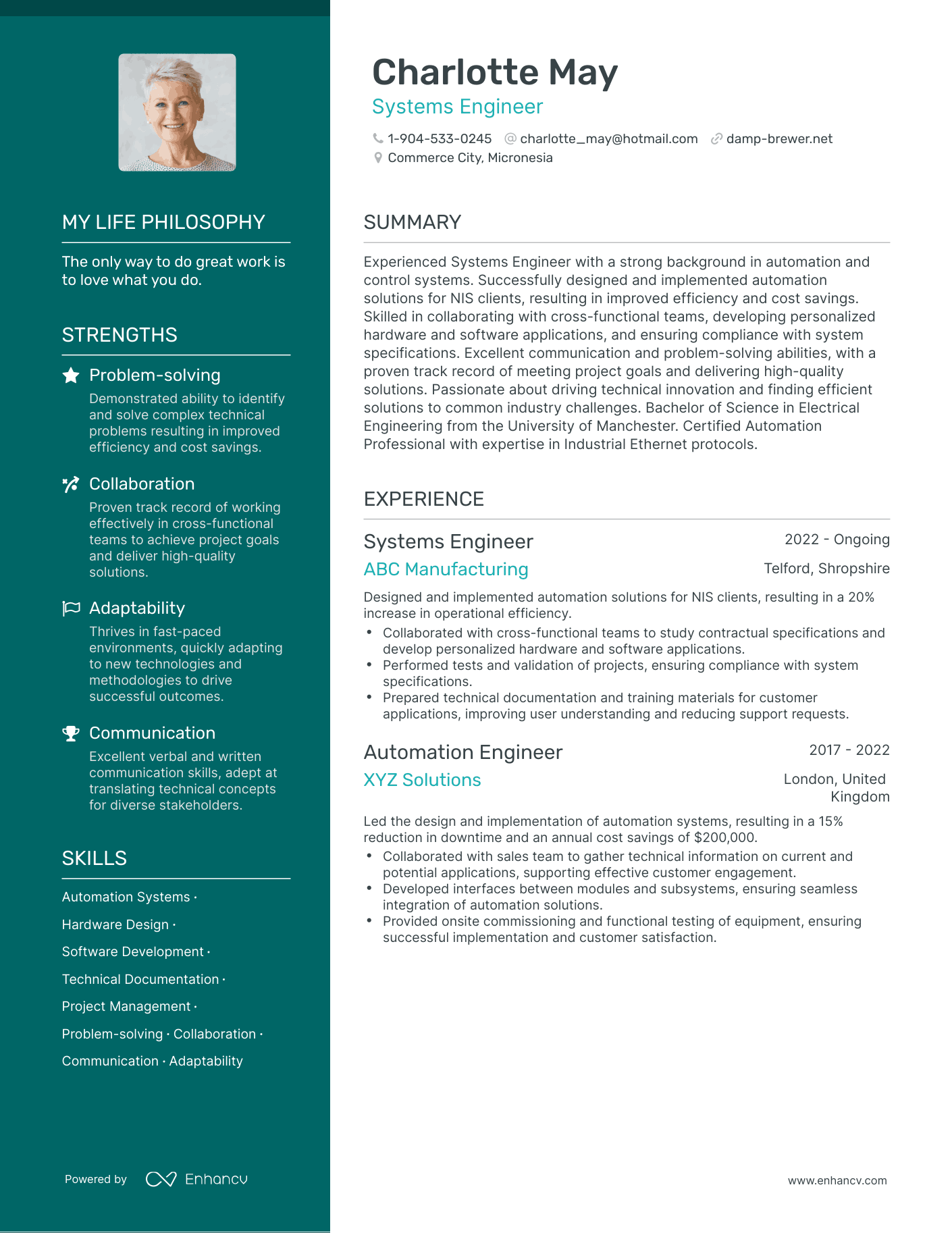 Systems Engineer resume example