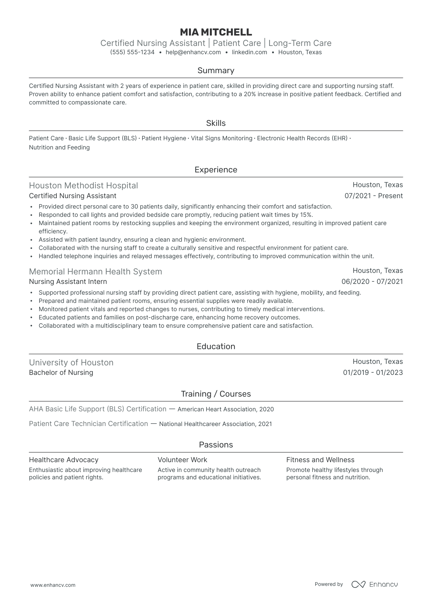 Pediatric Nursing Assistant resume example