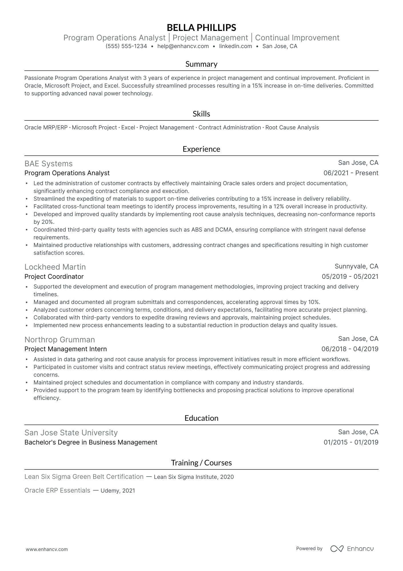 Operations Analyst resume example