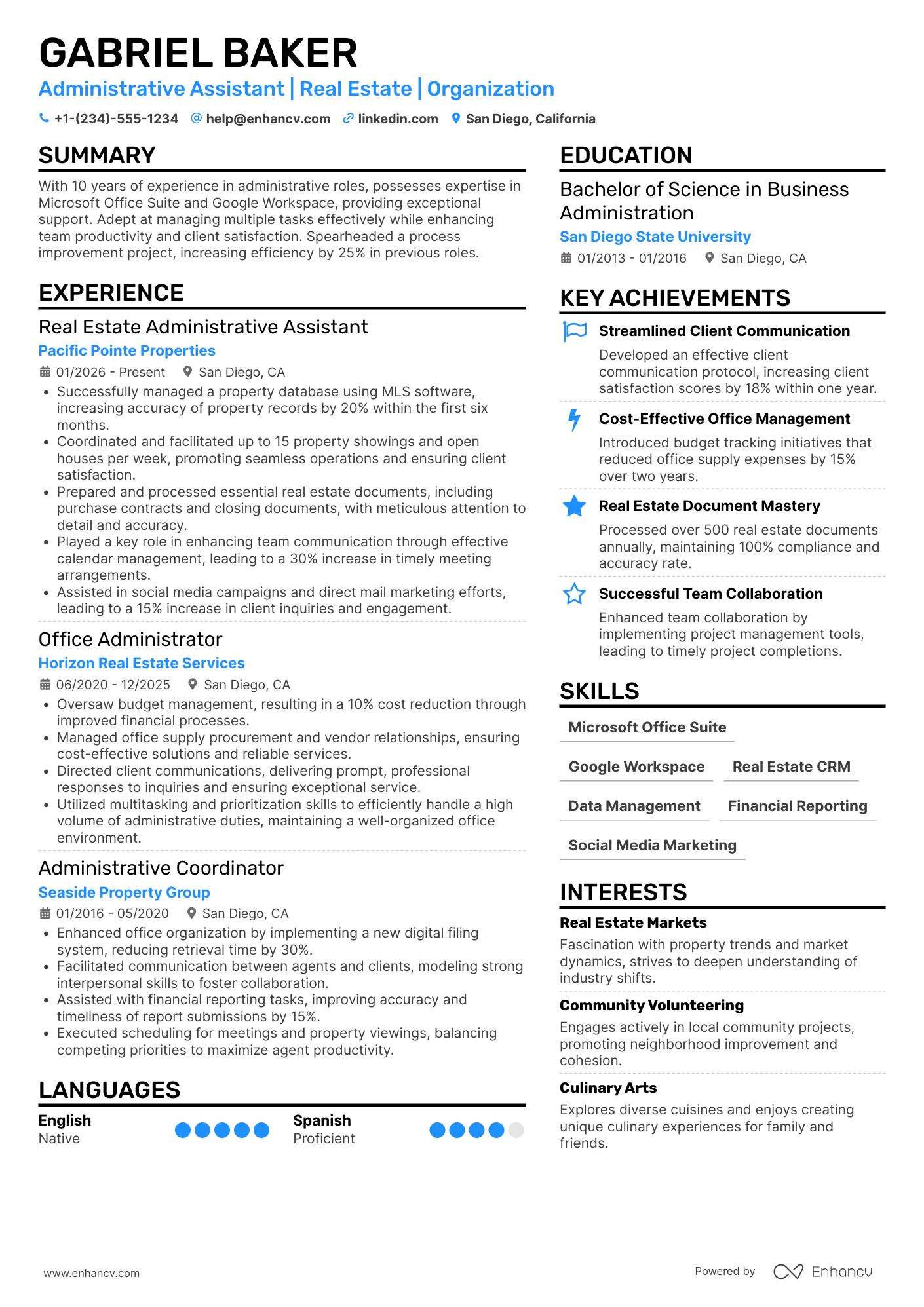 Real Estate Administrative Assistant resume example