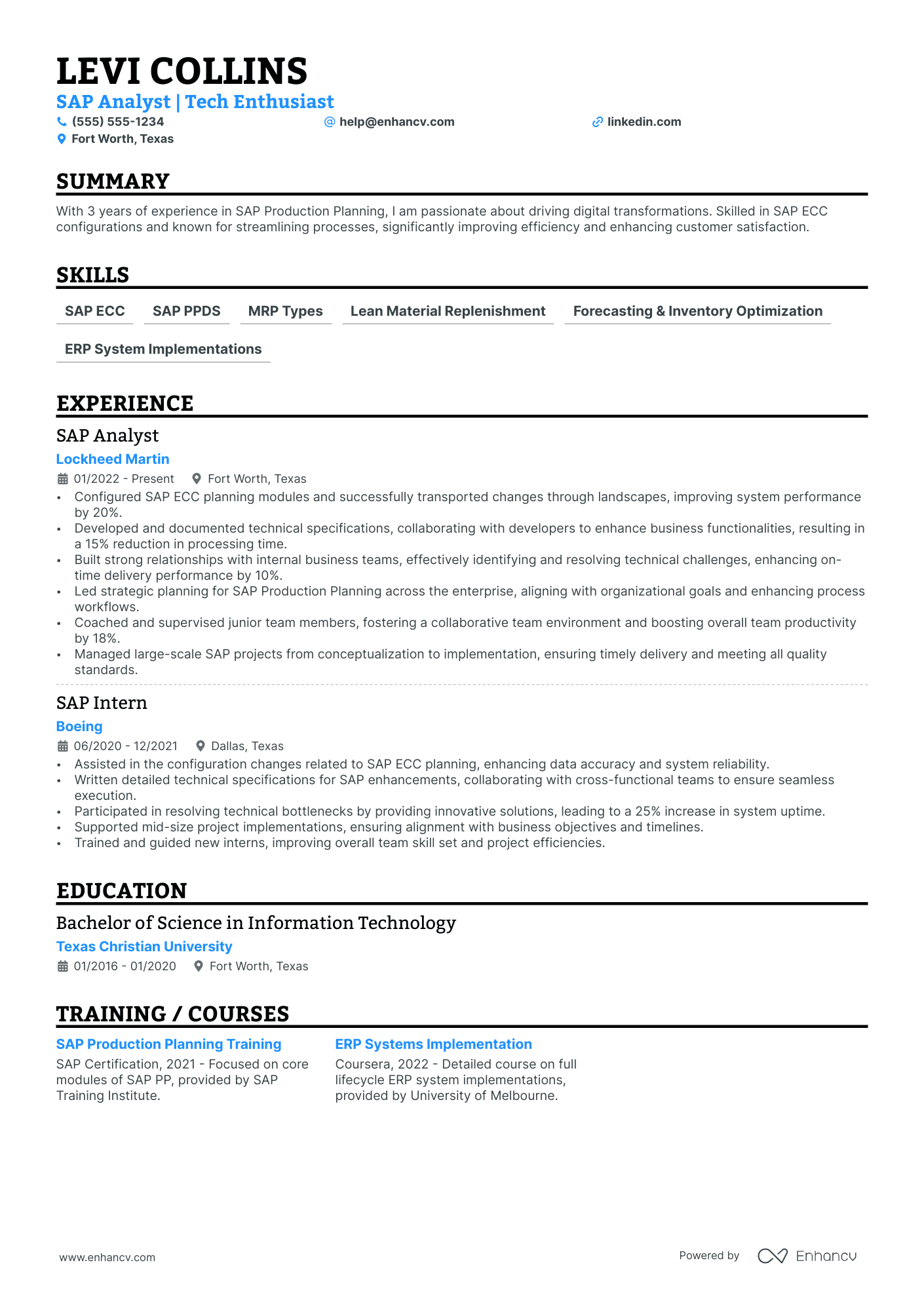 SAP resume example