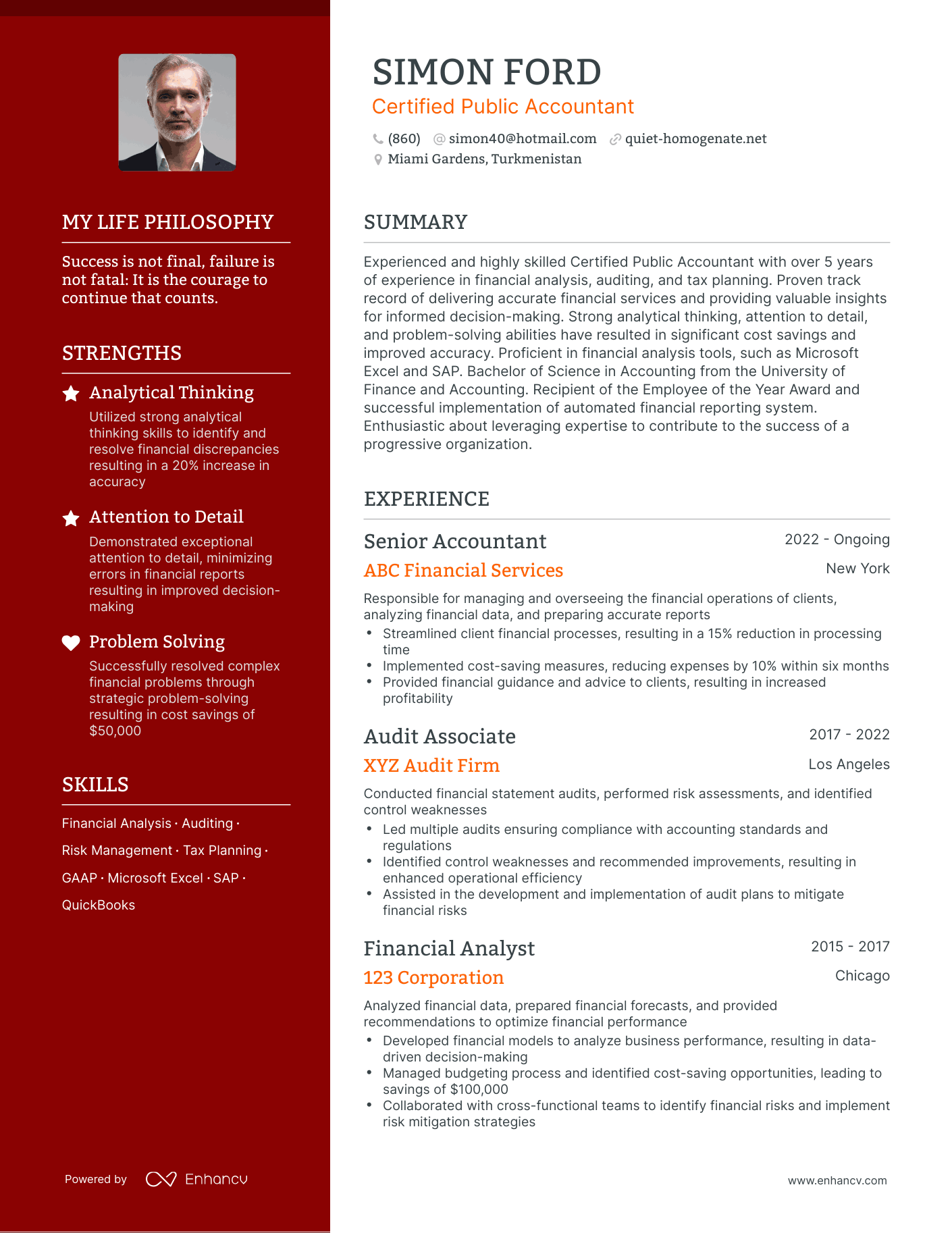 Creative Certified Public Accountant Resume Example
