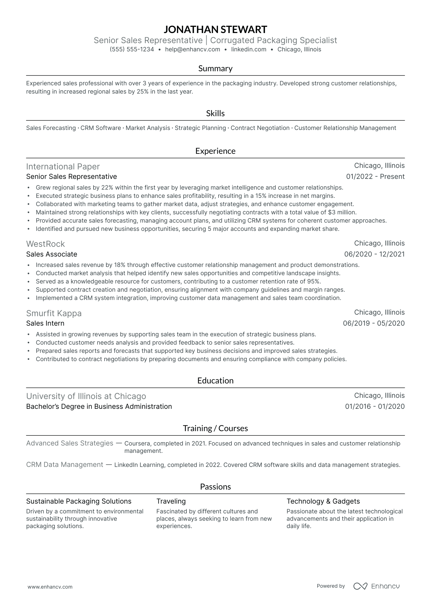 Senior Outside Sales Executive resume example