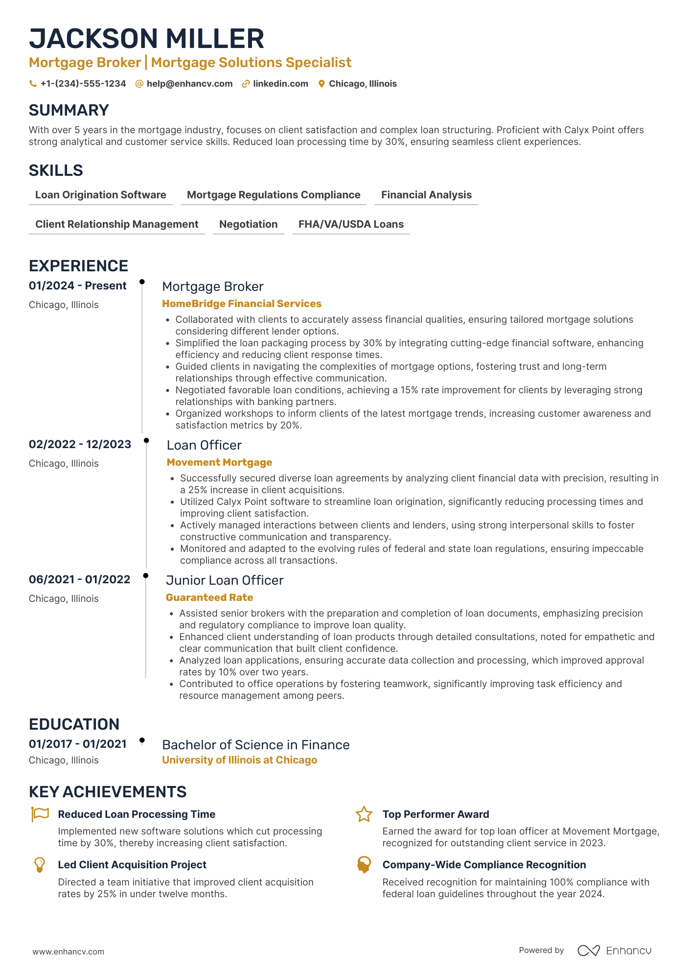 Mortgage Broker resume example