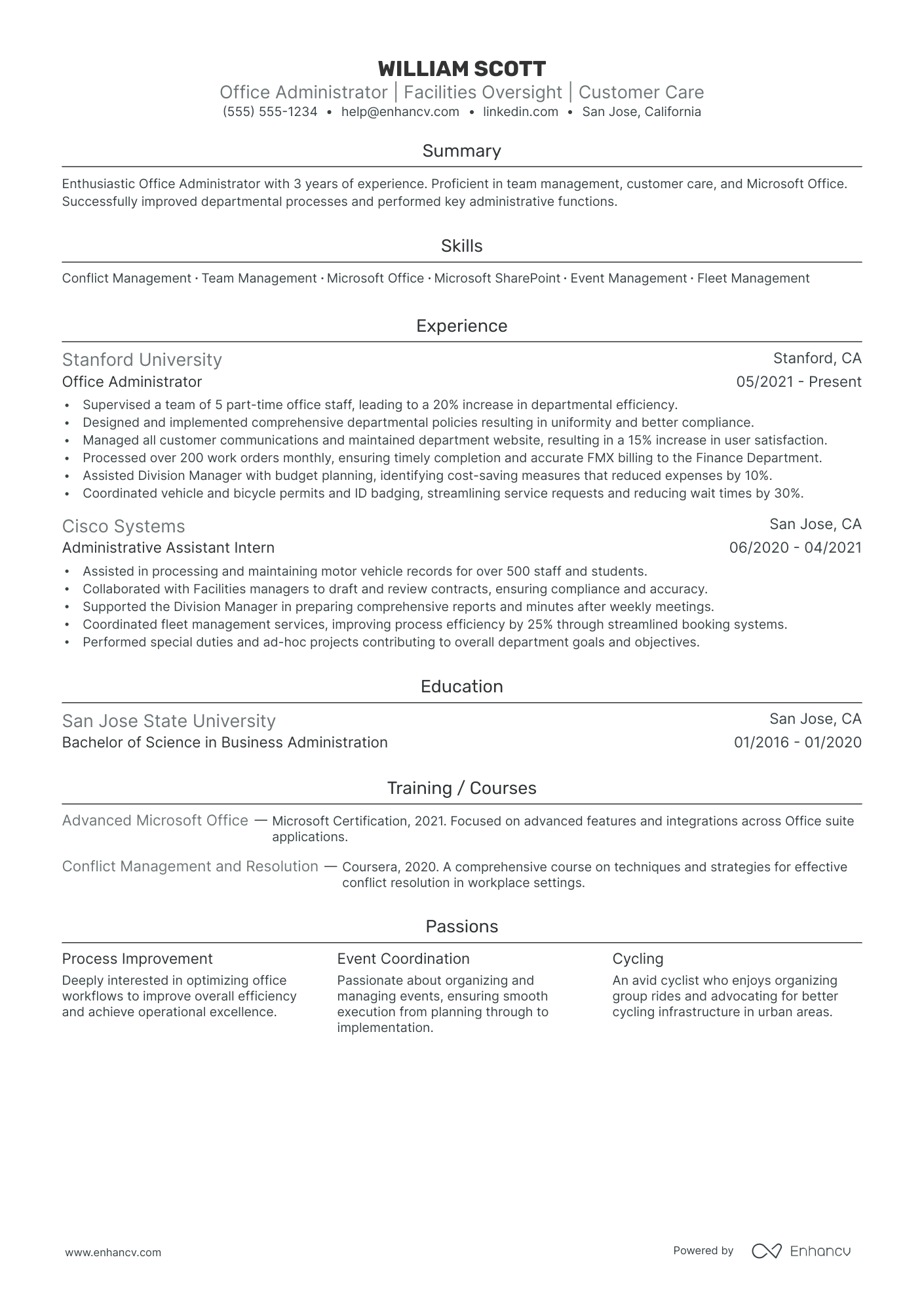 Office Administrator Manager resume example