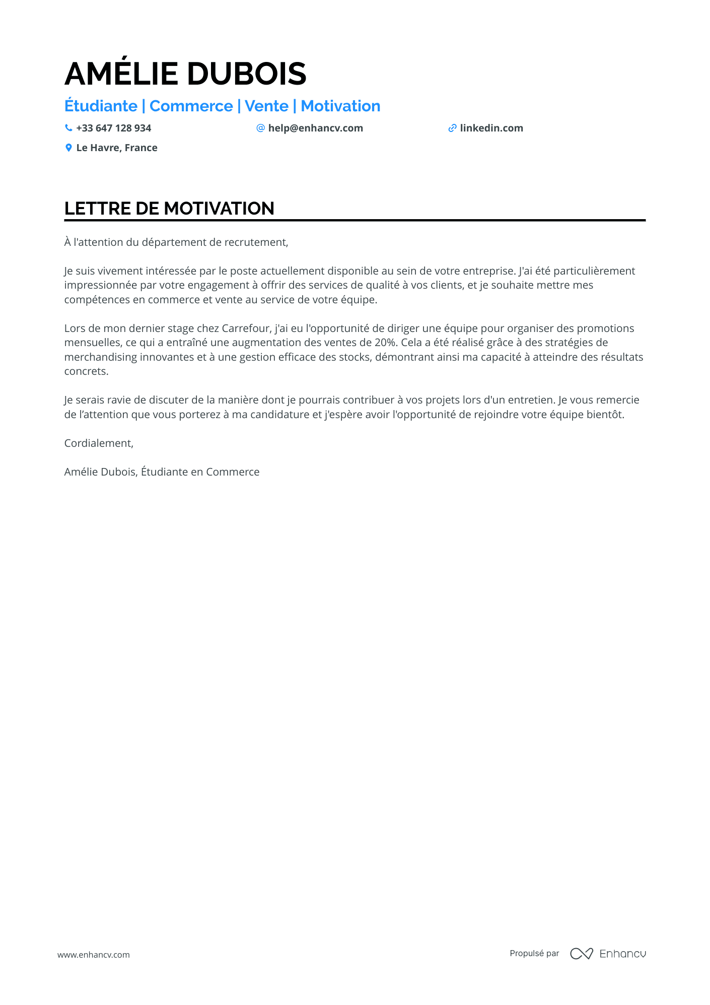 Étudiant Lettre de motivation