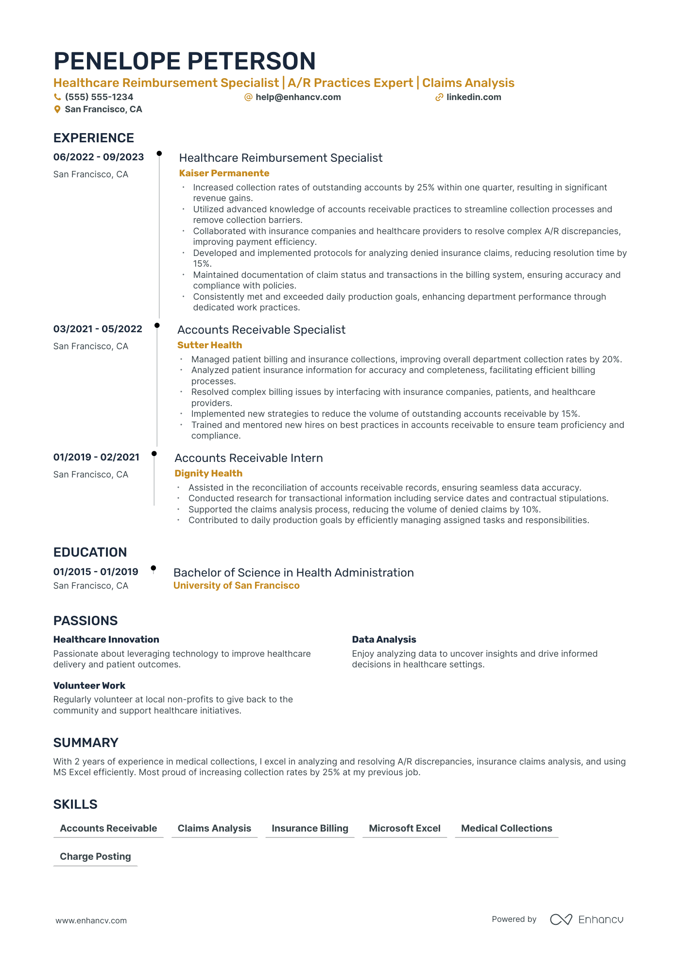 Healthcare resume example