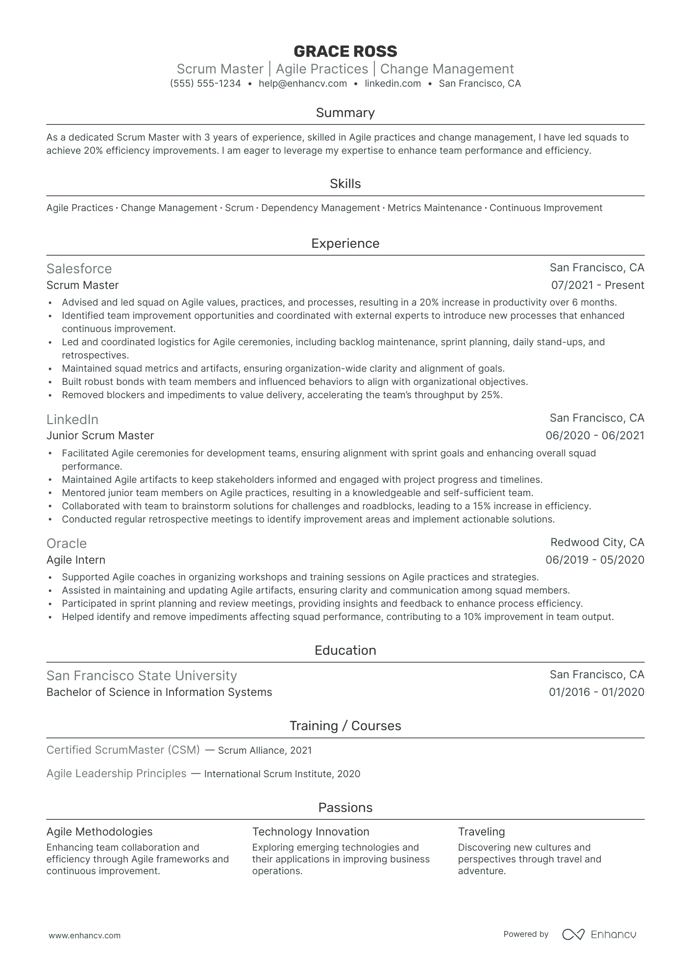 Scrum Master Consultant resume example