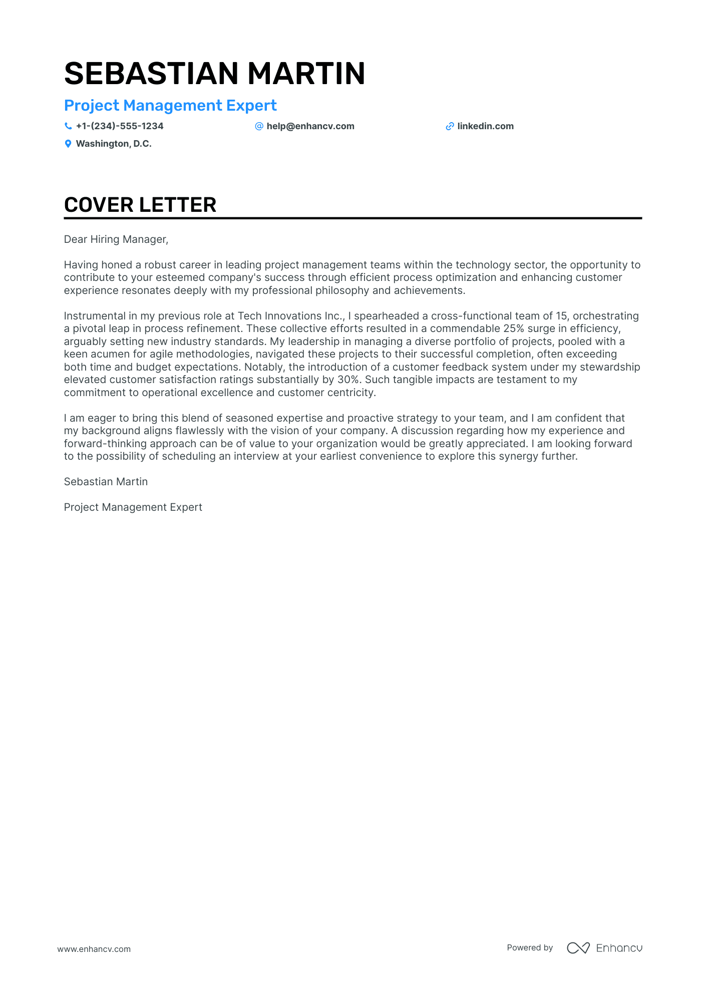 Planning Manager cover letter