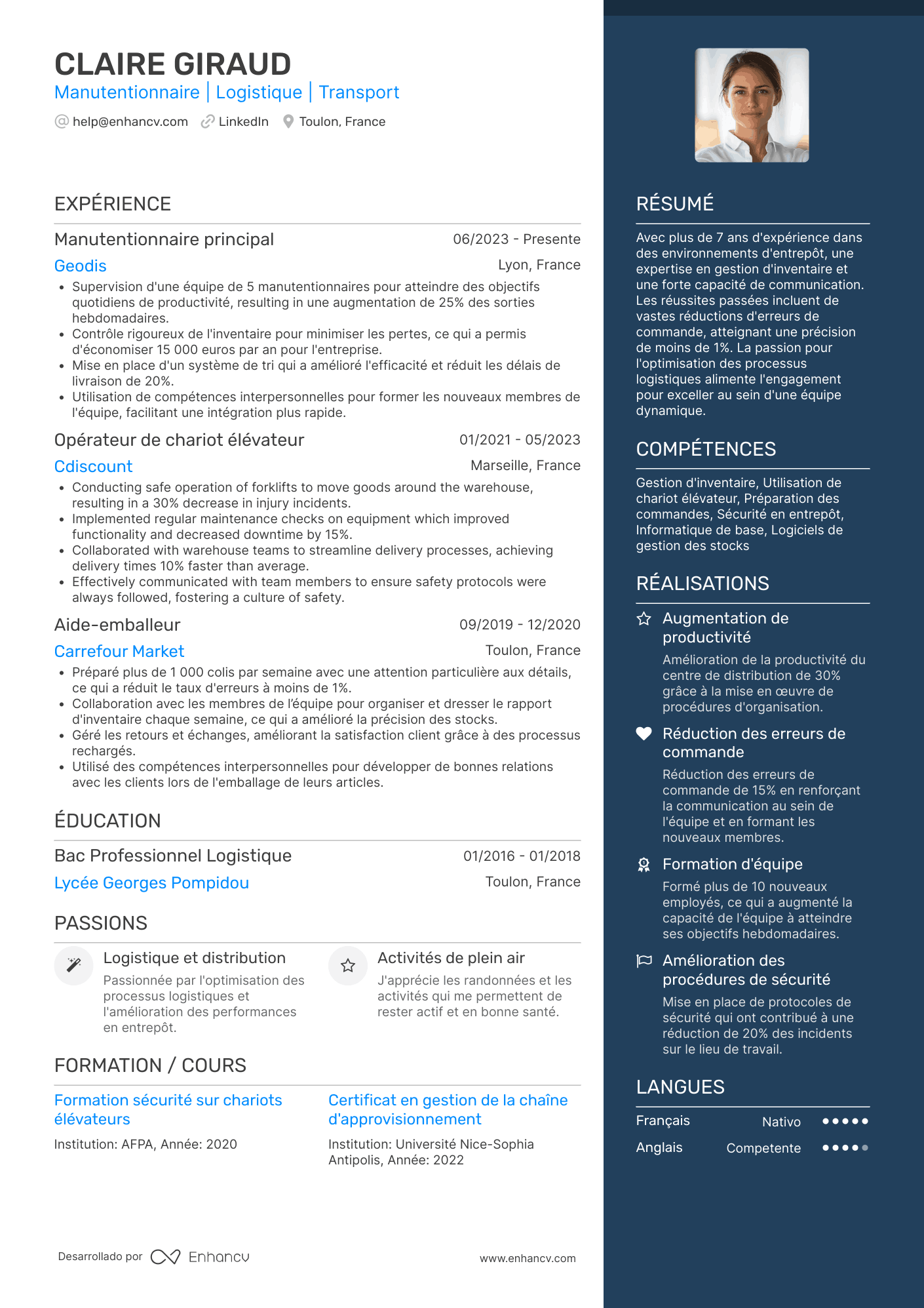 manutentionnaire CV