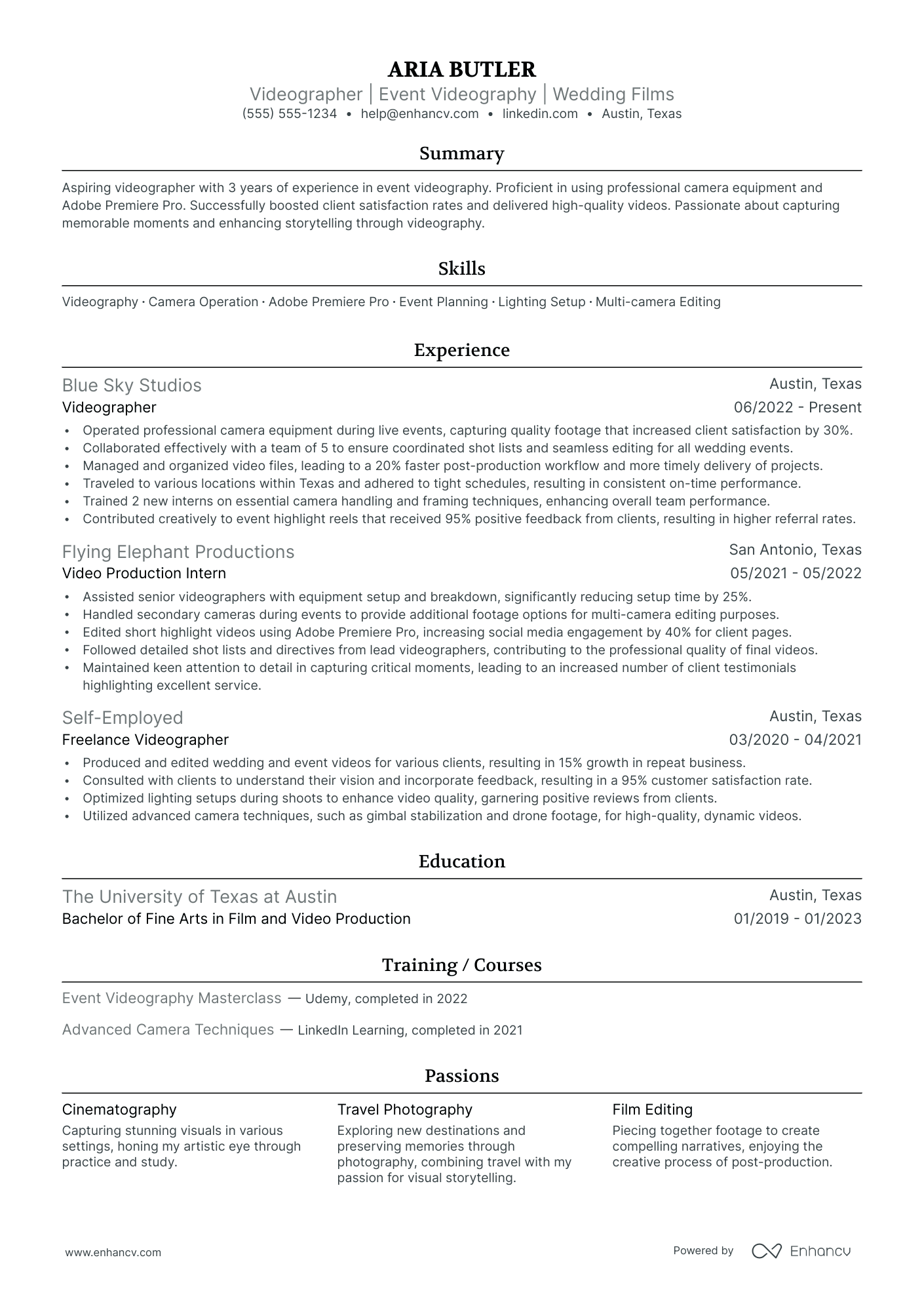 Event Videographer Resume Example Resume Example