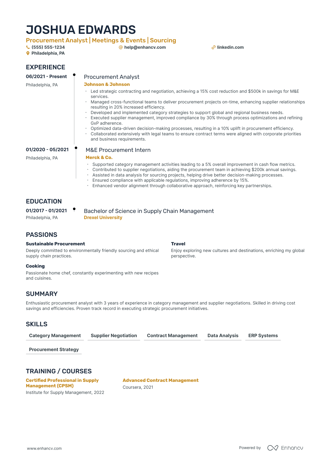 Global Procurement Manager Resume Example Resume Example