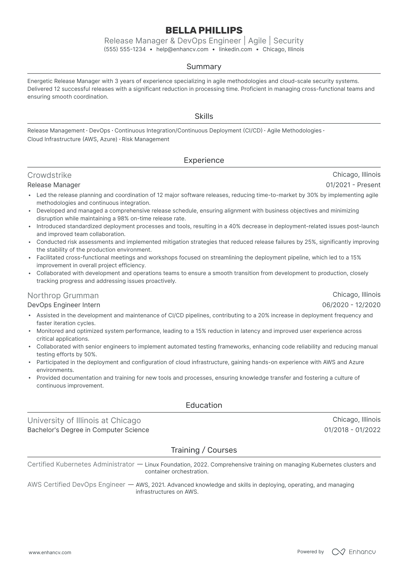 DevOps Release Manager resume example