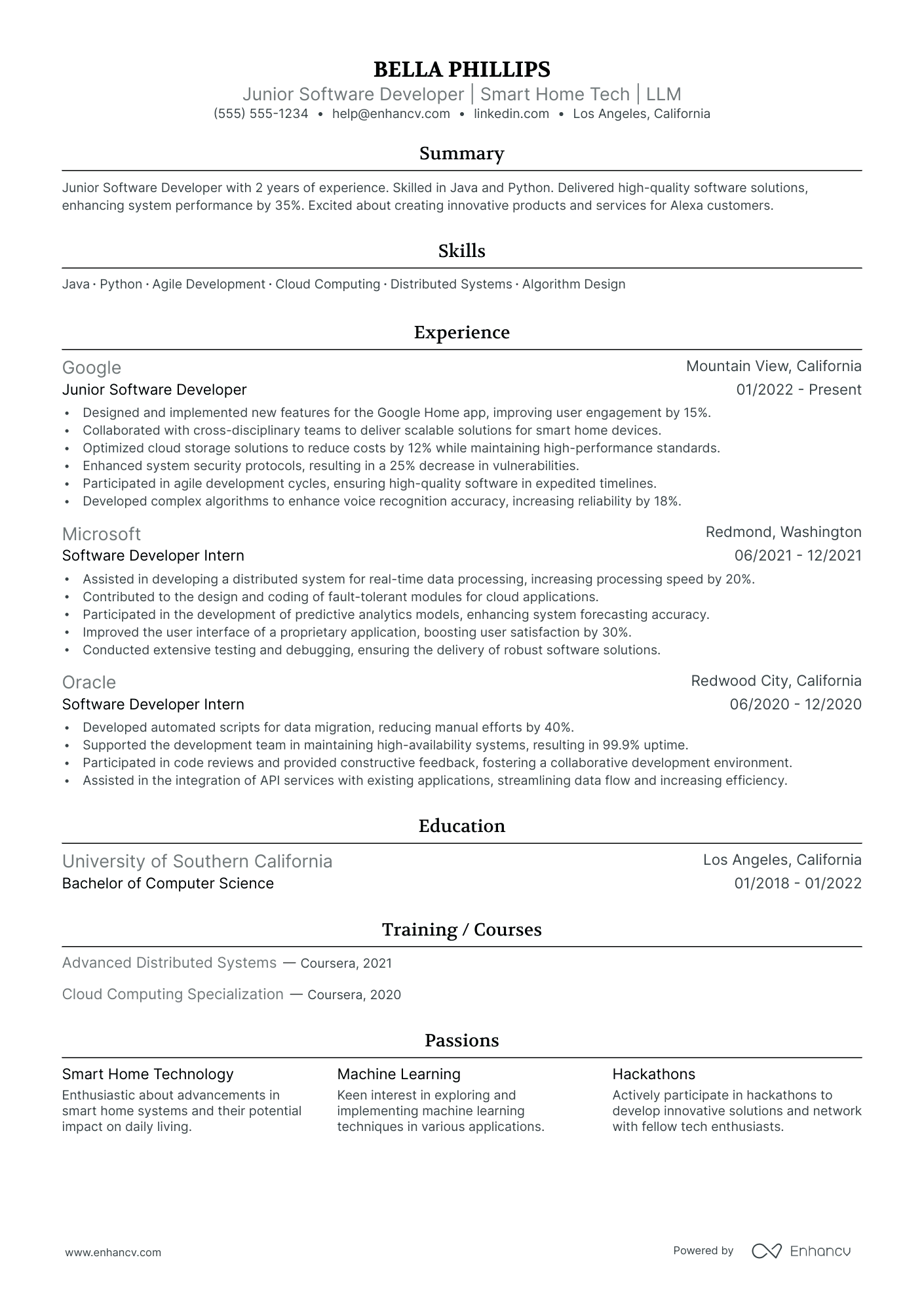 Software Developer Engineer resume example