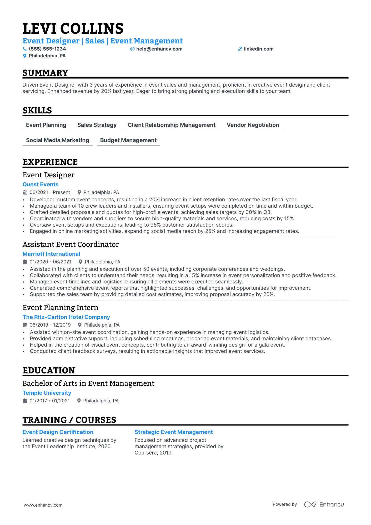 Event Planner and Designer Resume Example Resume Example