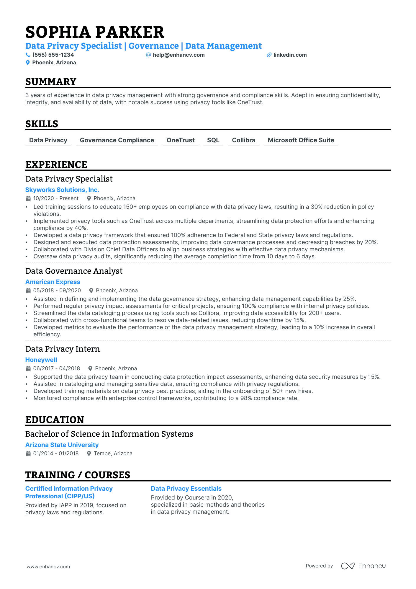 Data Privacy Officer resume example