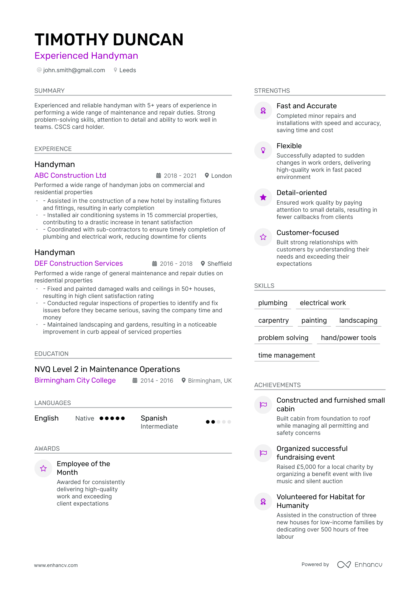 3 Handyman Cv Examples For 2024