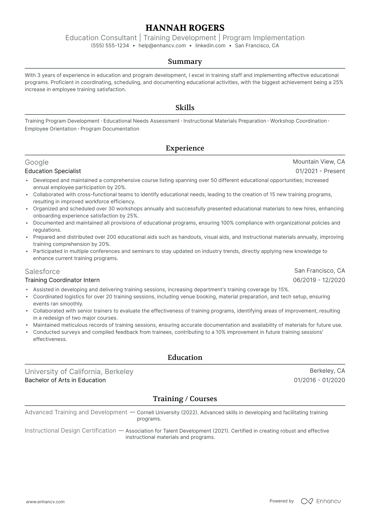 Education Consultant resume example