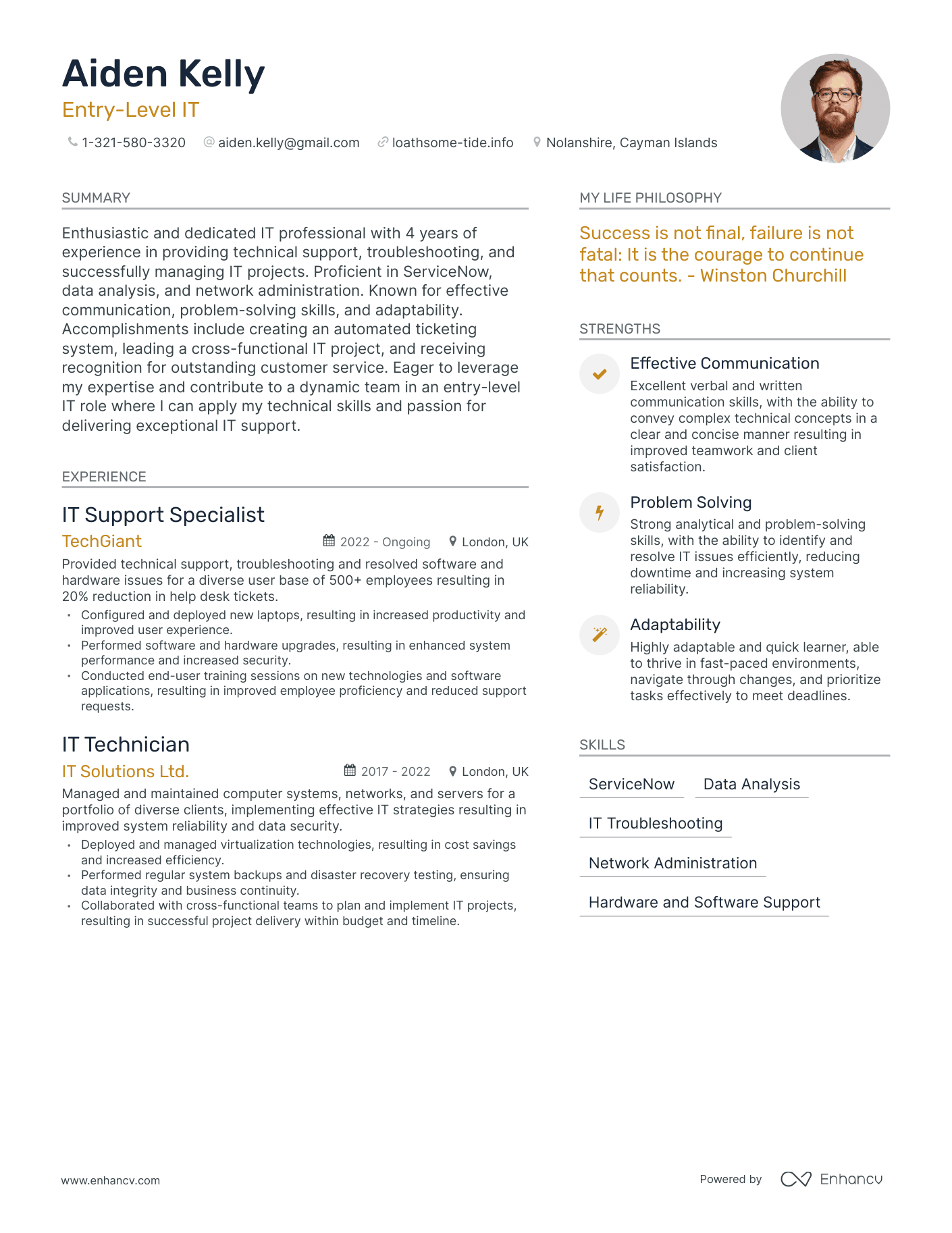 Modern Entry-Level IT Resume Example