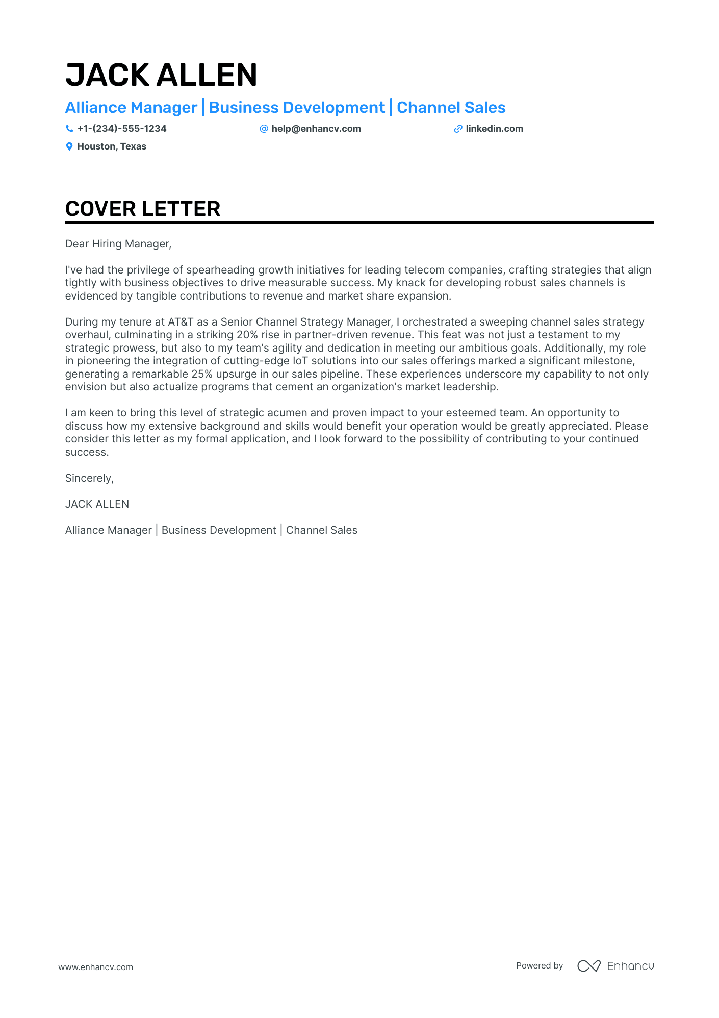 Alliance Manager cover letter