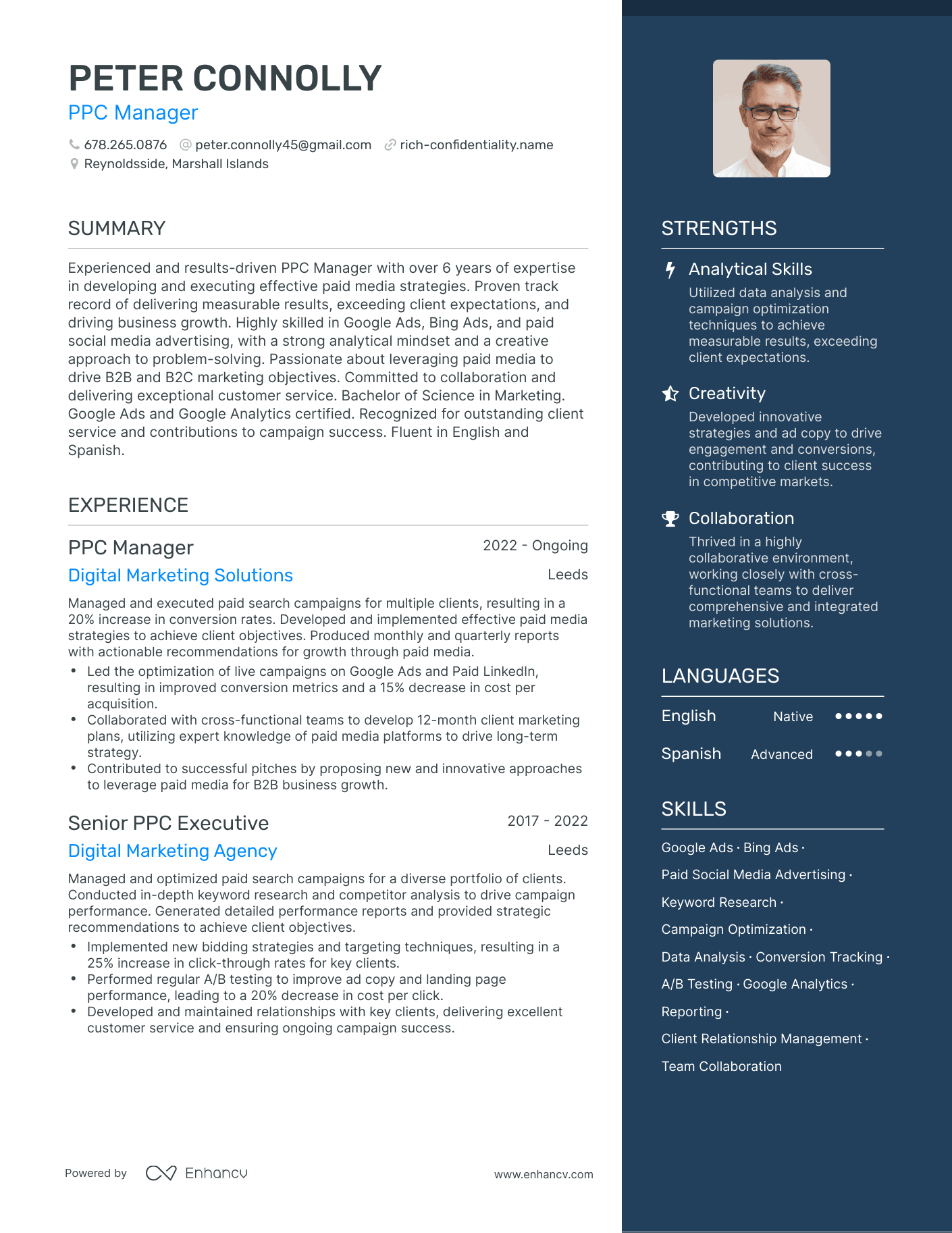 Modern PPC Manager Resume Example