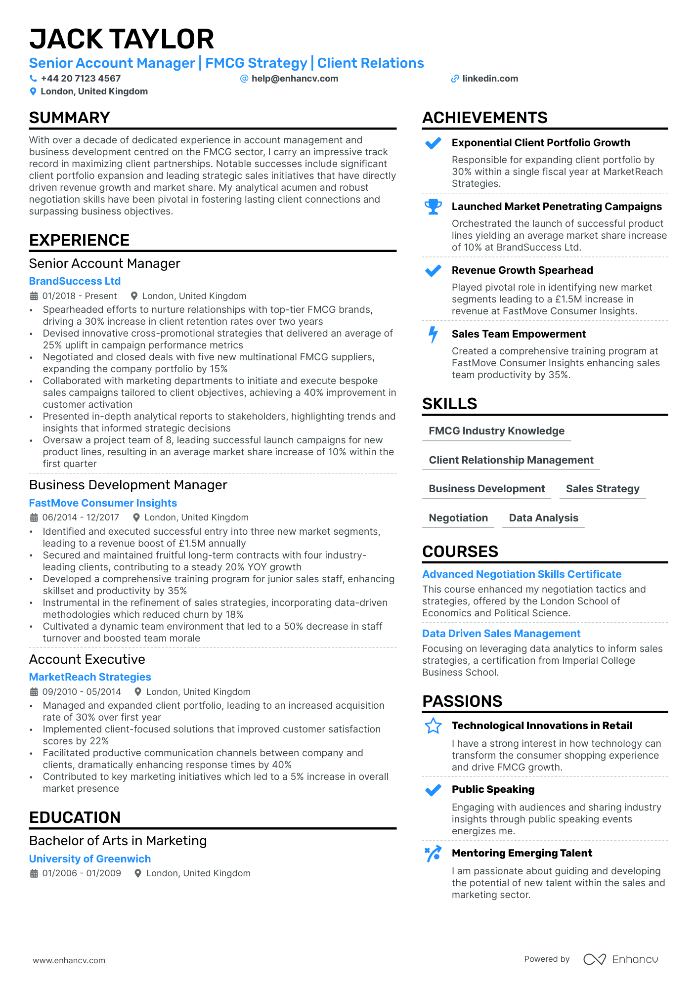 Account Manager cv example