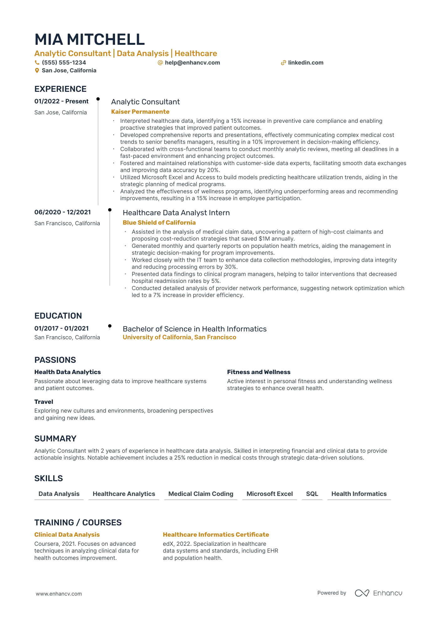 Senior Analytics Consultant resume example