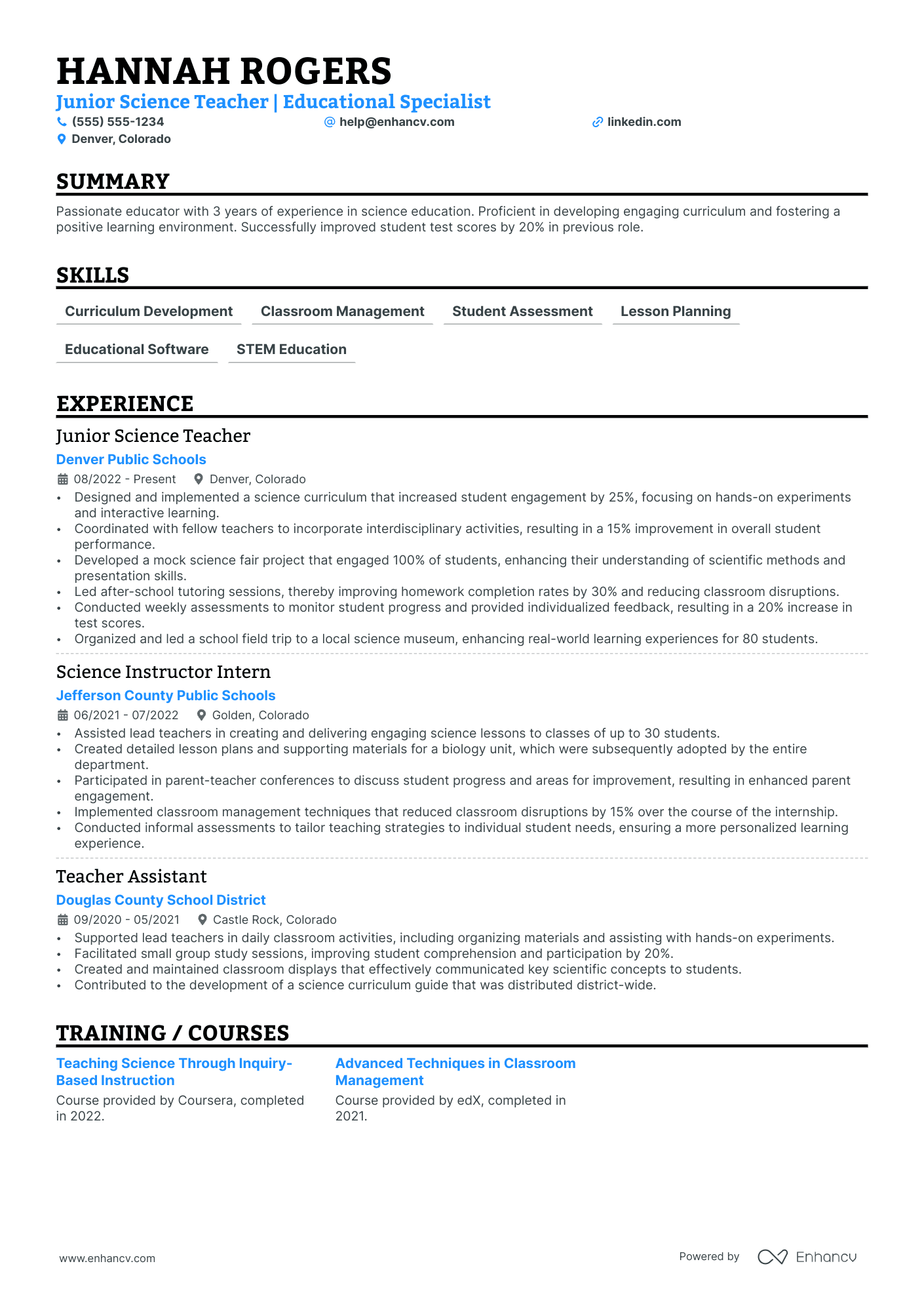 Substitute Teacher resume example