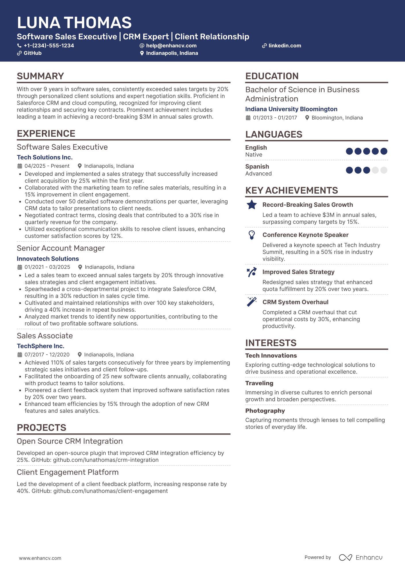 Software Sales resume example