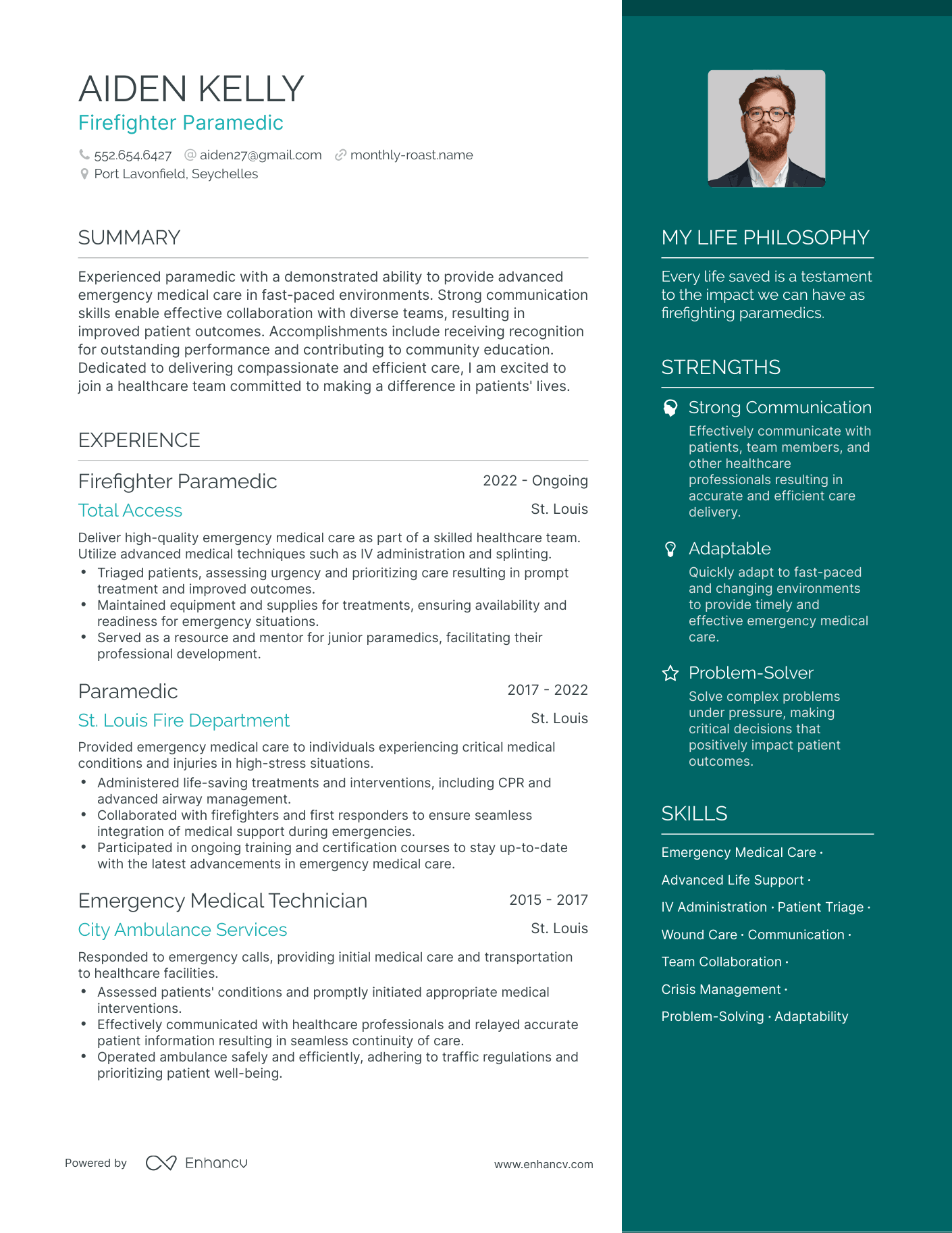 Firefighter Paramedic resume example