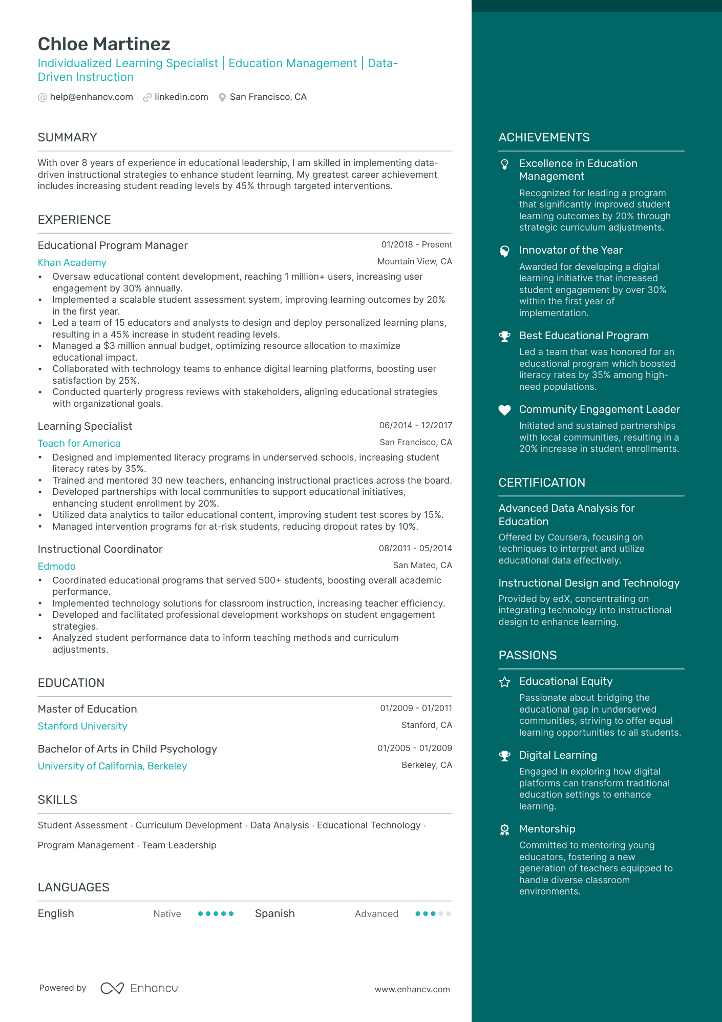 Tutor resume example